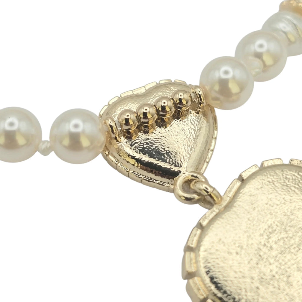 Chanel CC Heart Faux Pearl Choker Necklace 2024 CHANEL