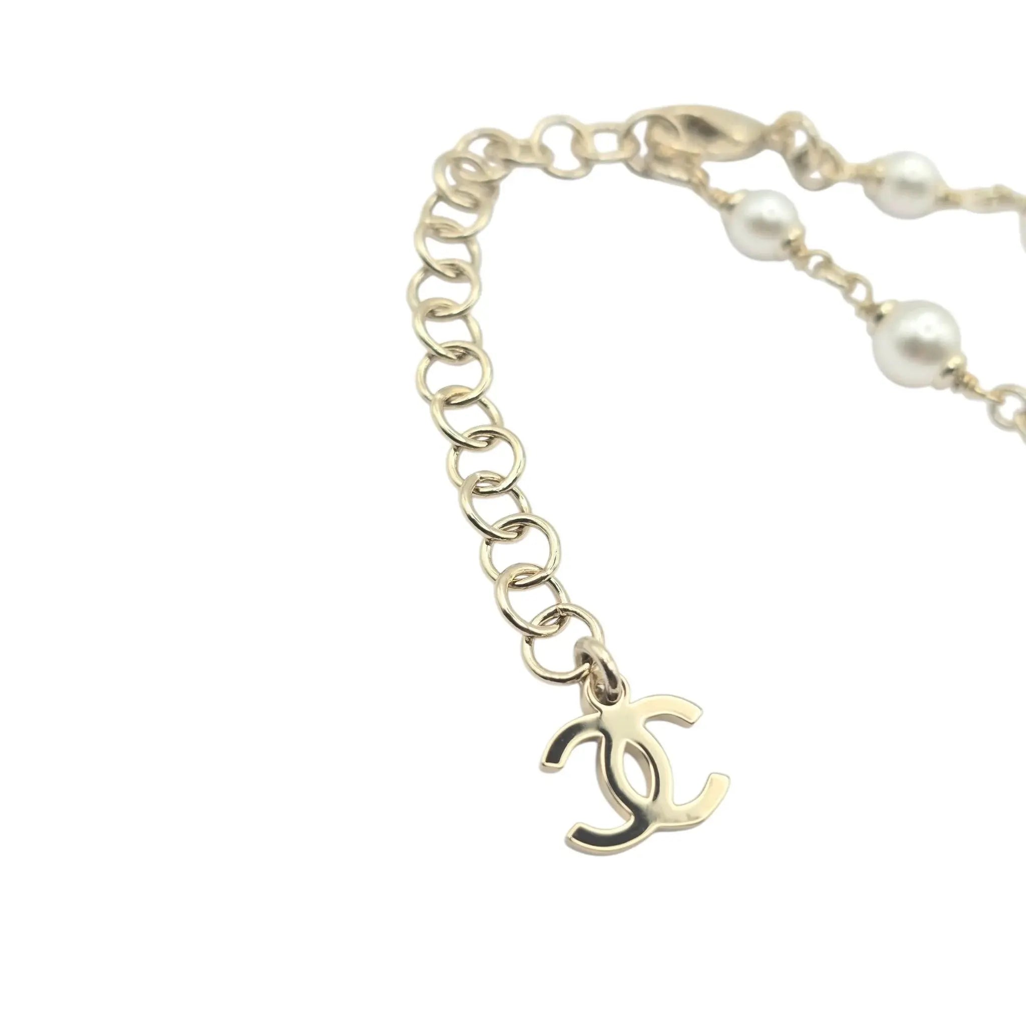 Chanel CC Gold Crystal/Pearl Necklace 2024 CHANEL