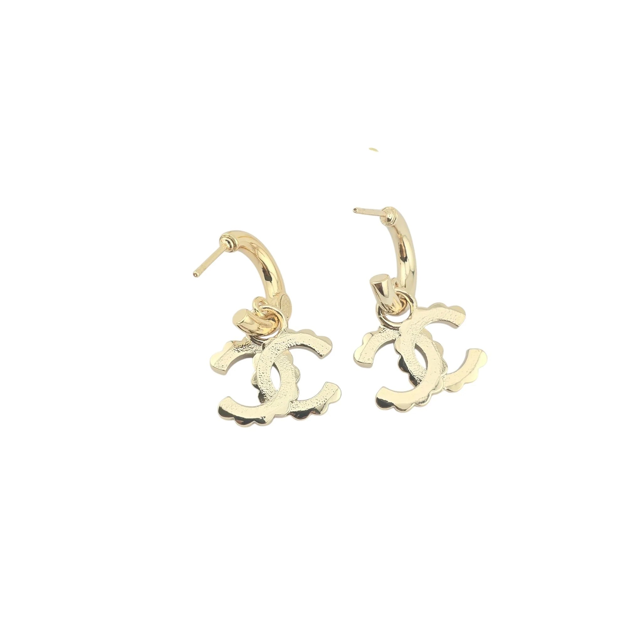 Chanel CC Black/White Enamel Hoop C24 Earrings CHANEL