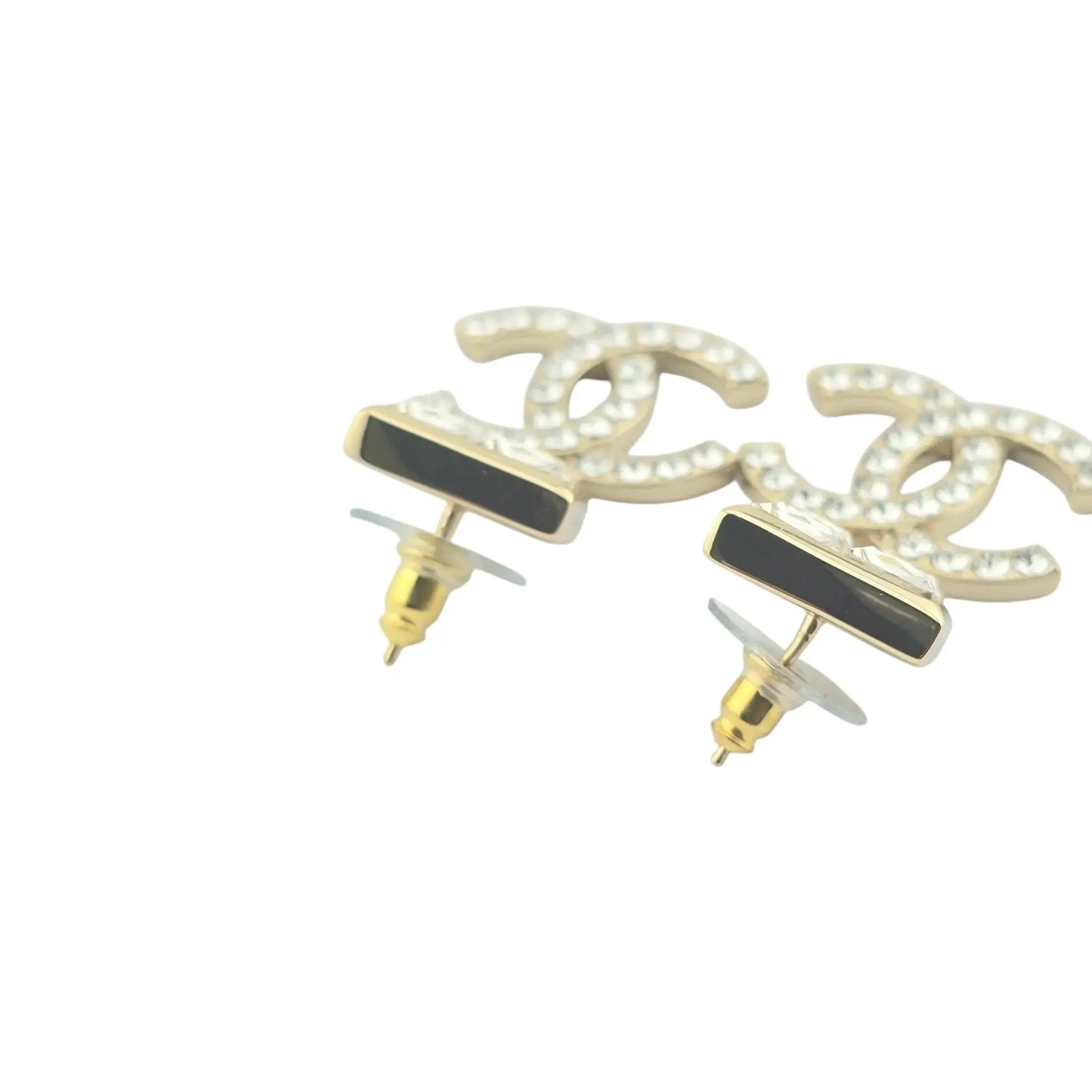 Chanel Gold Crystal-Embellished CC Drop B23P Earrings 2023 BIJOUX HEAVEN