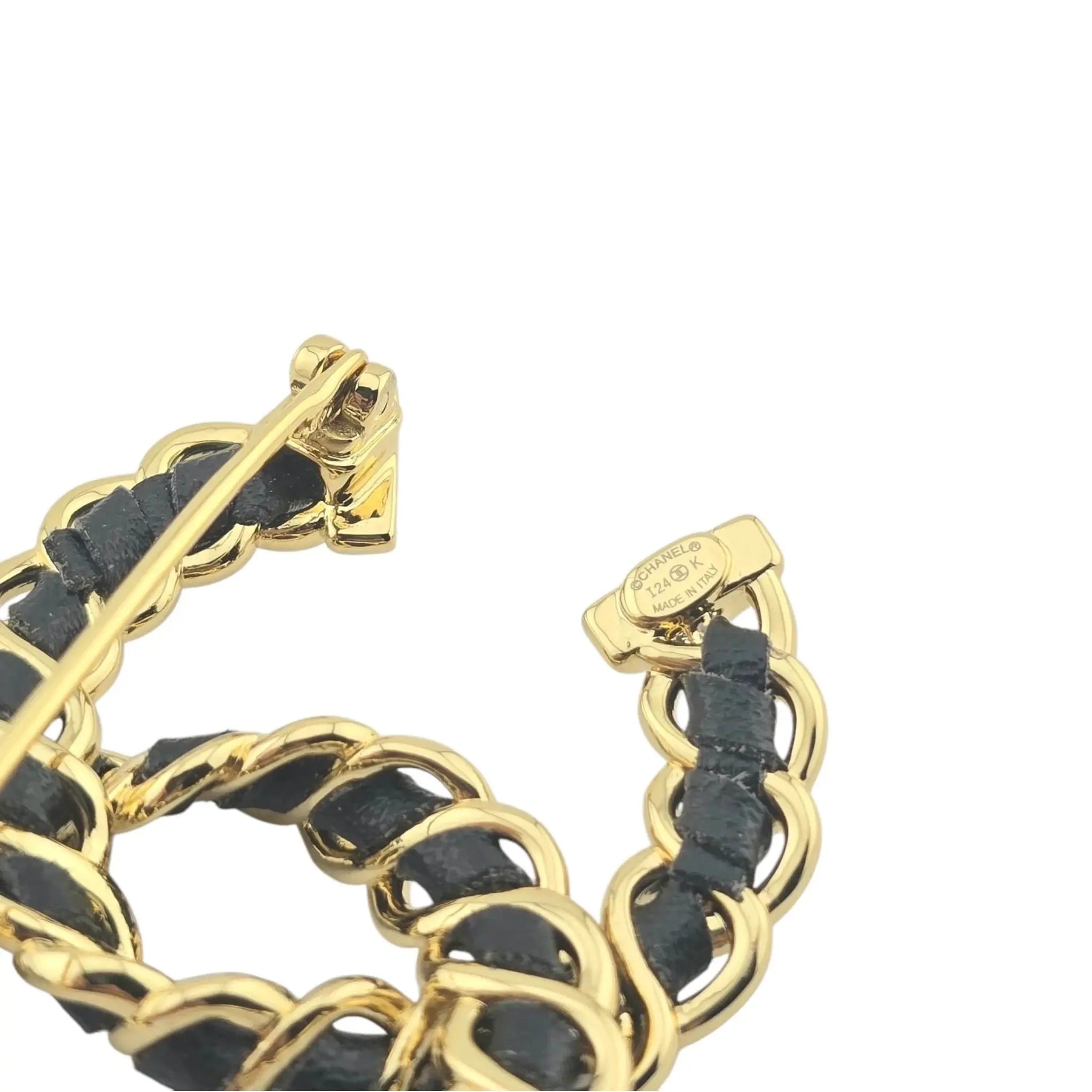 Chanel CC Leather Gold Brooch 2024 CHANEL