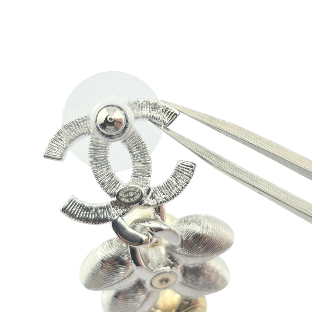 Chanel CC Silver/Gold Crystal Drop Earrings 2024 CHANEL