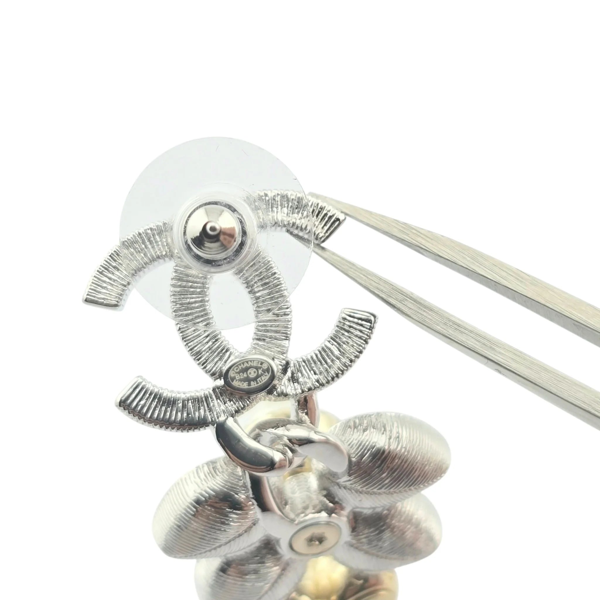 Chanel CC Silver/Gold Crystal Drop Earrings 2024 CHANEL