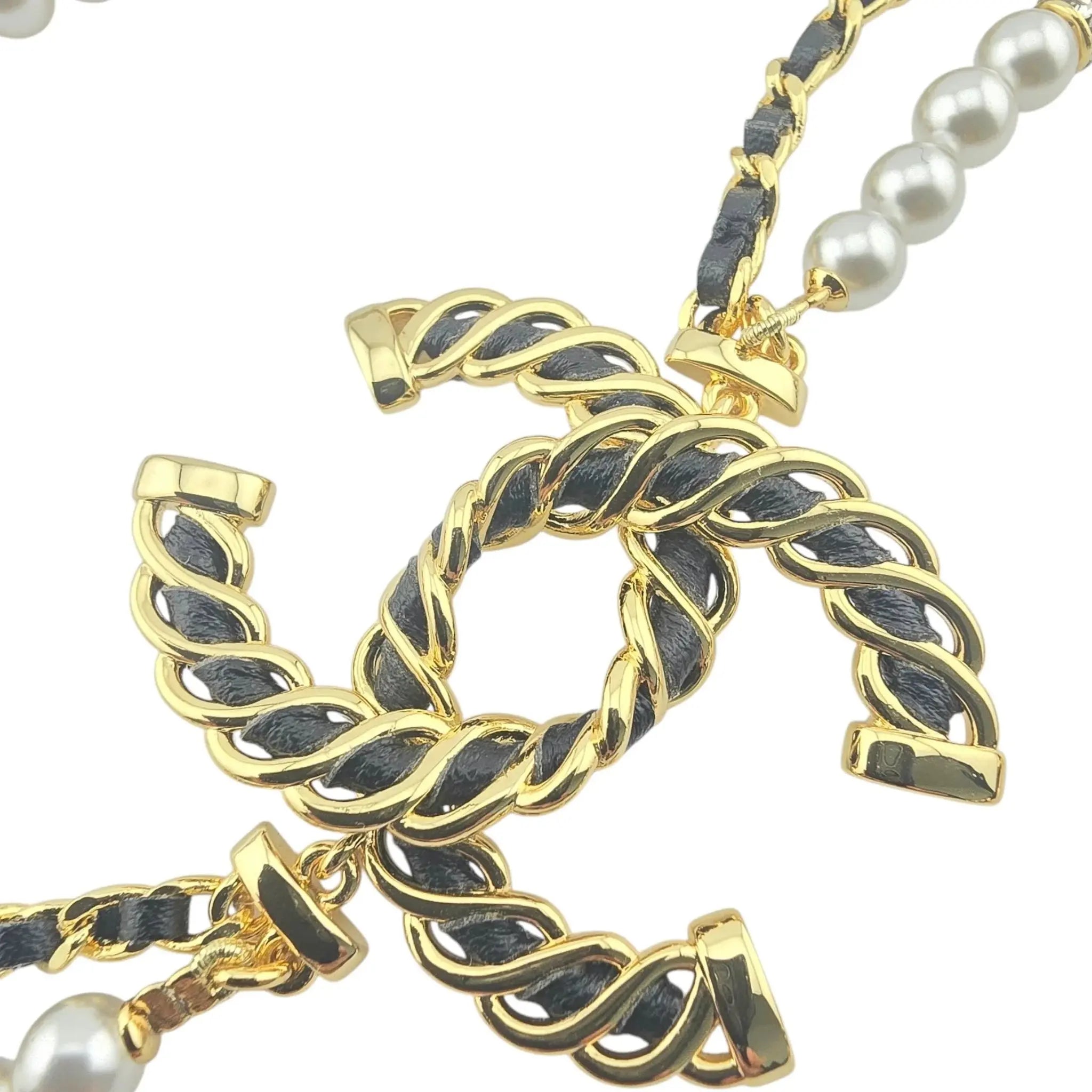 Chanel CC Long Faux Pearl Leather Necklace 2024 CHANEL
