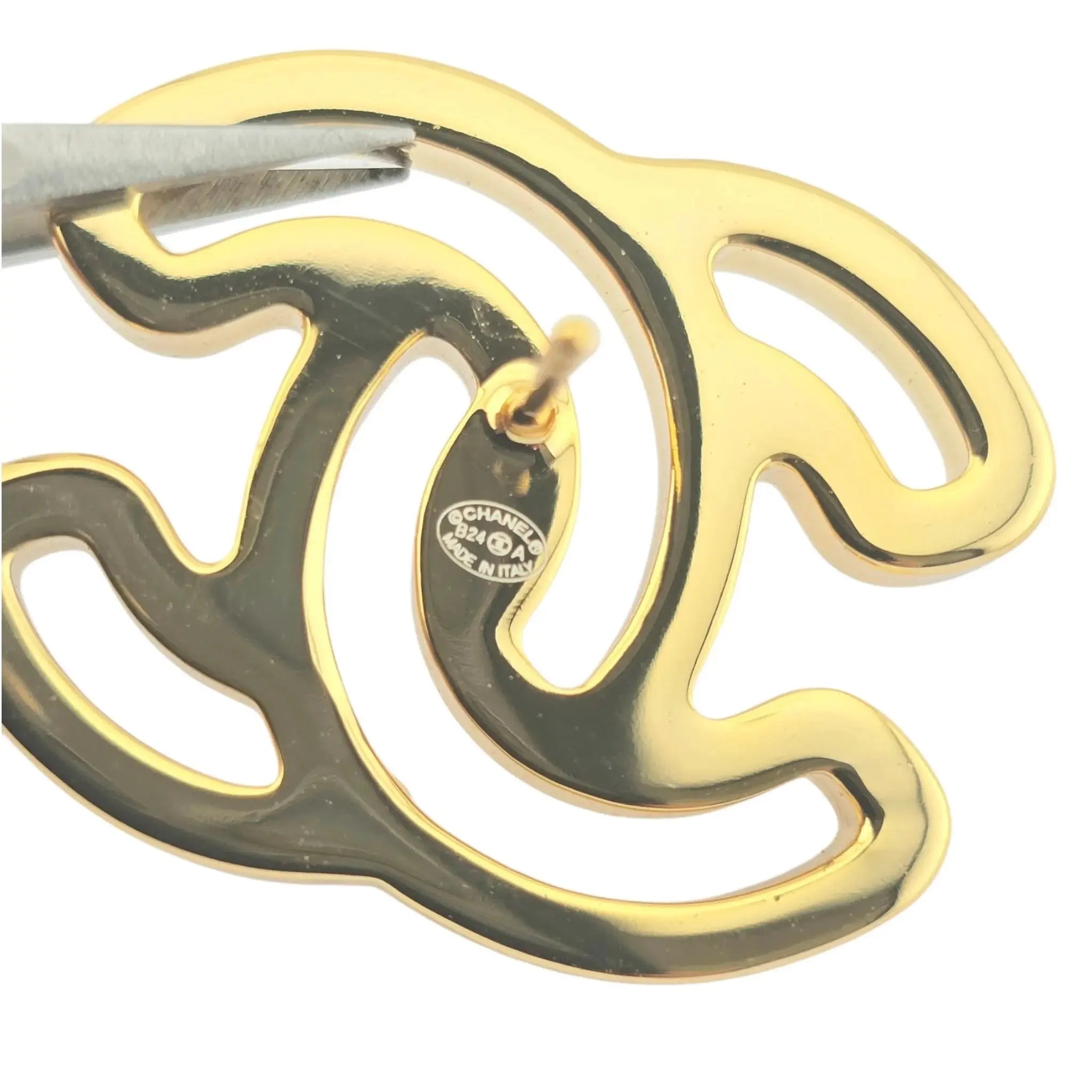 Chanel CC Gold White Enamel Earrings 2024 CHANEL