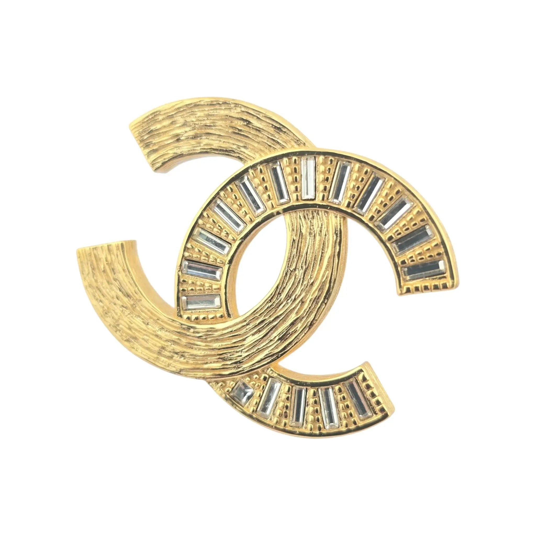 Chanel CC 24S Gold Crystals Stud Earrings CHANEL