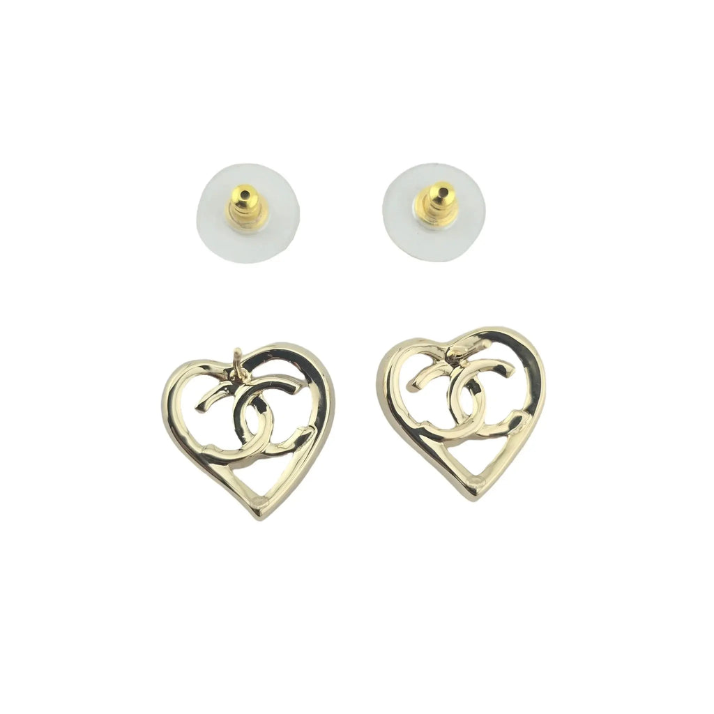 Chanel CC Gold Heart Earrings 2022 CHANEL