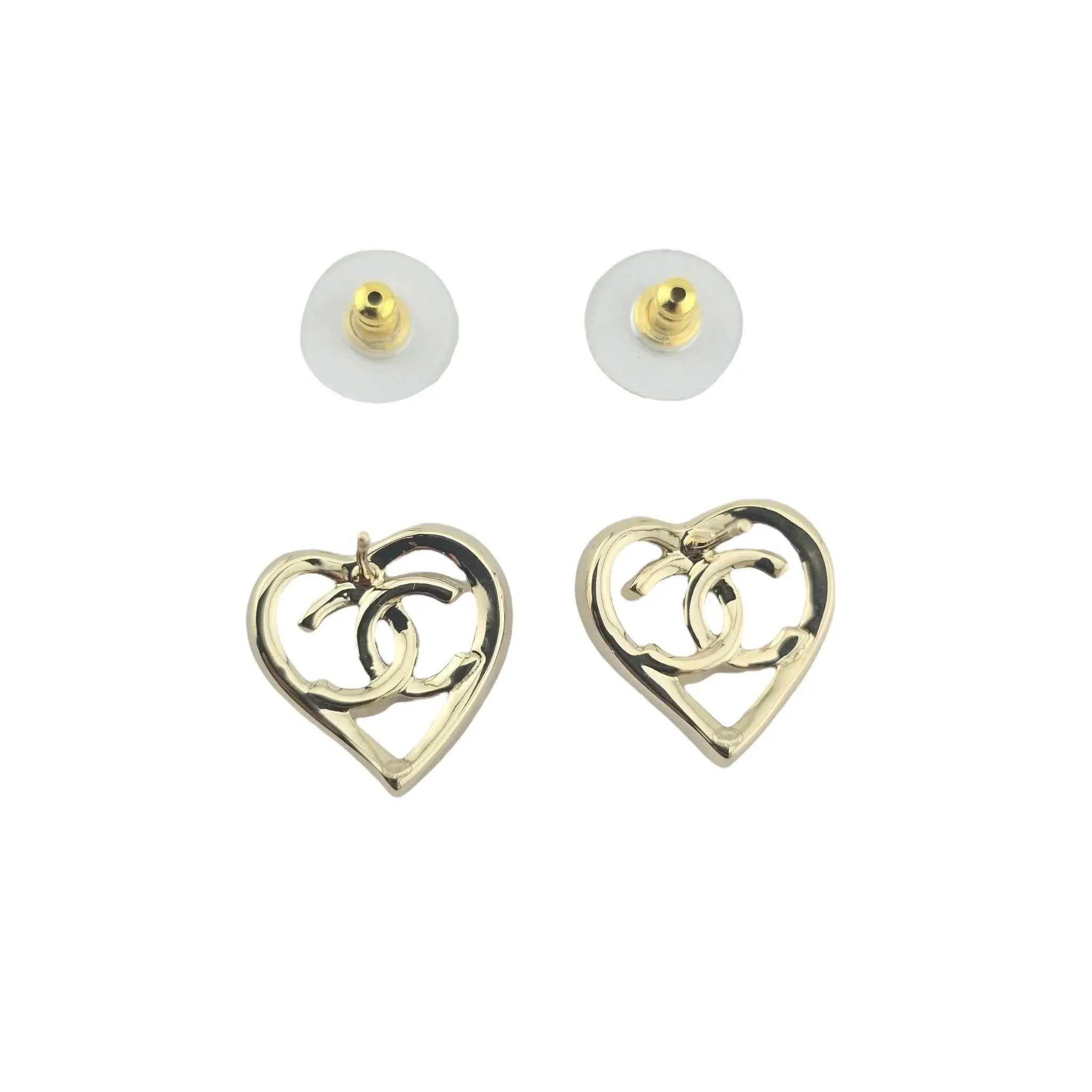 Chanel CC Gold Heart Earrings 2022 CHANEL