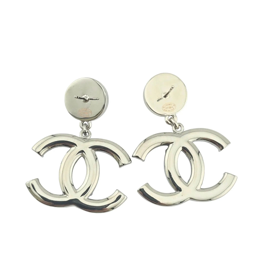 Chanel CC Faux Pearls Crystal Silver Earrings 2021 CHANEL