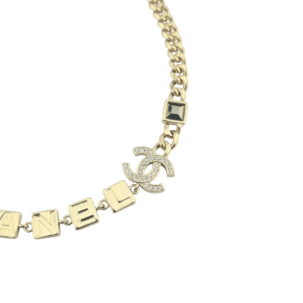 Chanel CC Logo Chain Choker Gold Necklace 2024 CHANEL