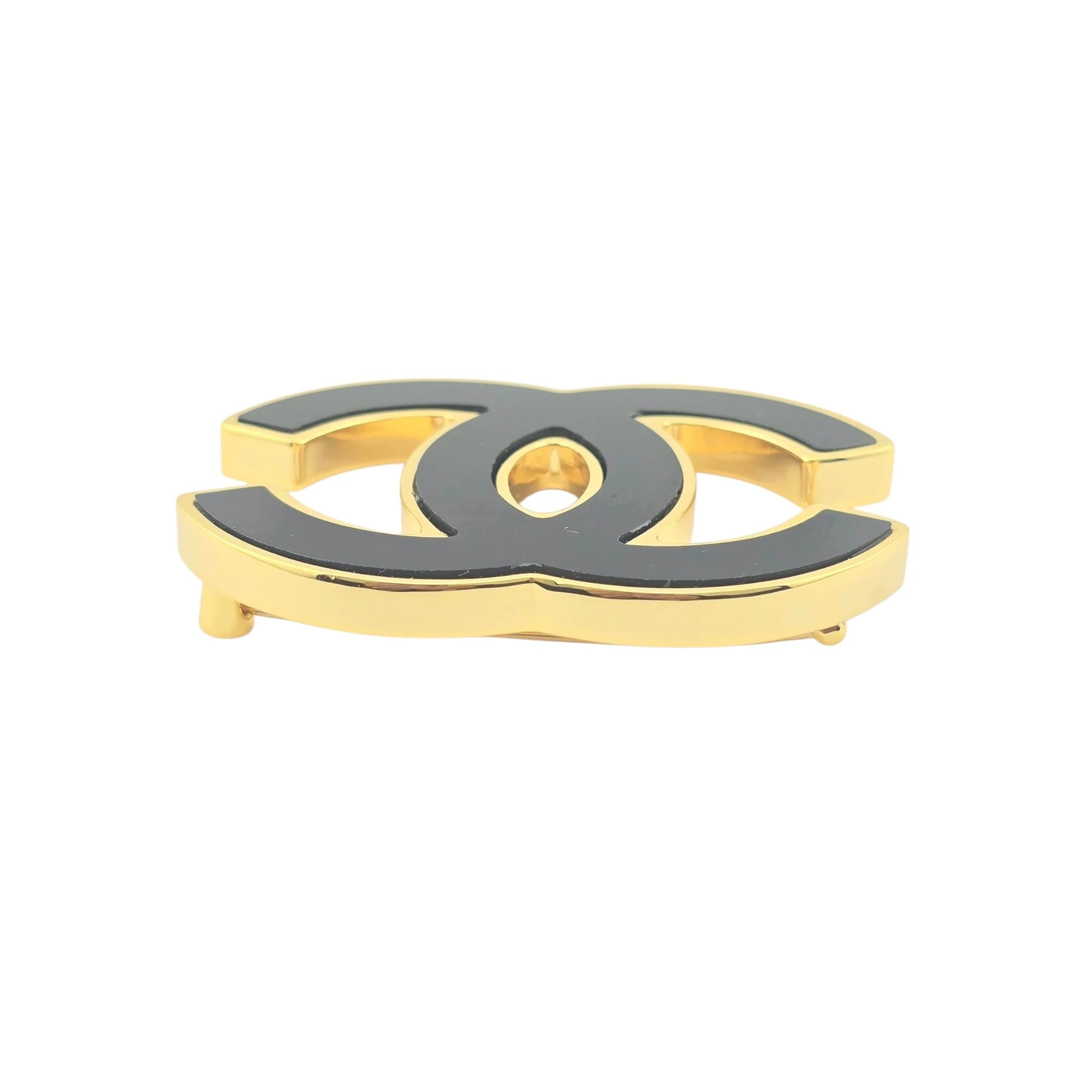 Chanel CC Black Gold Resin Brooch 2024 CHANEL