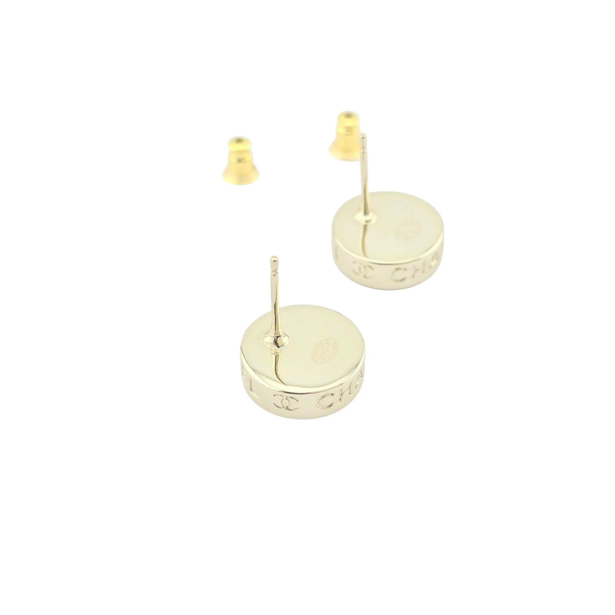 Chanel CC Stud Gold Round Earrings 2025 CHANEL