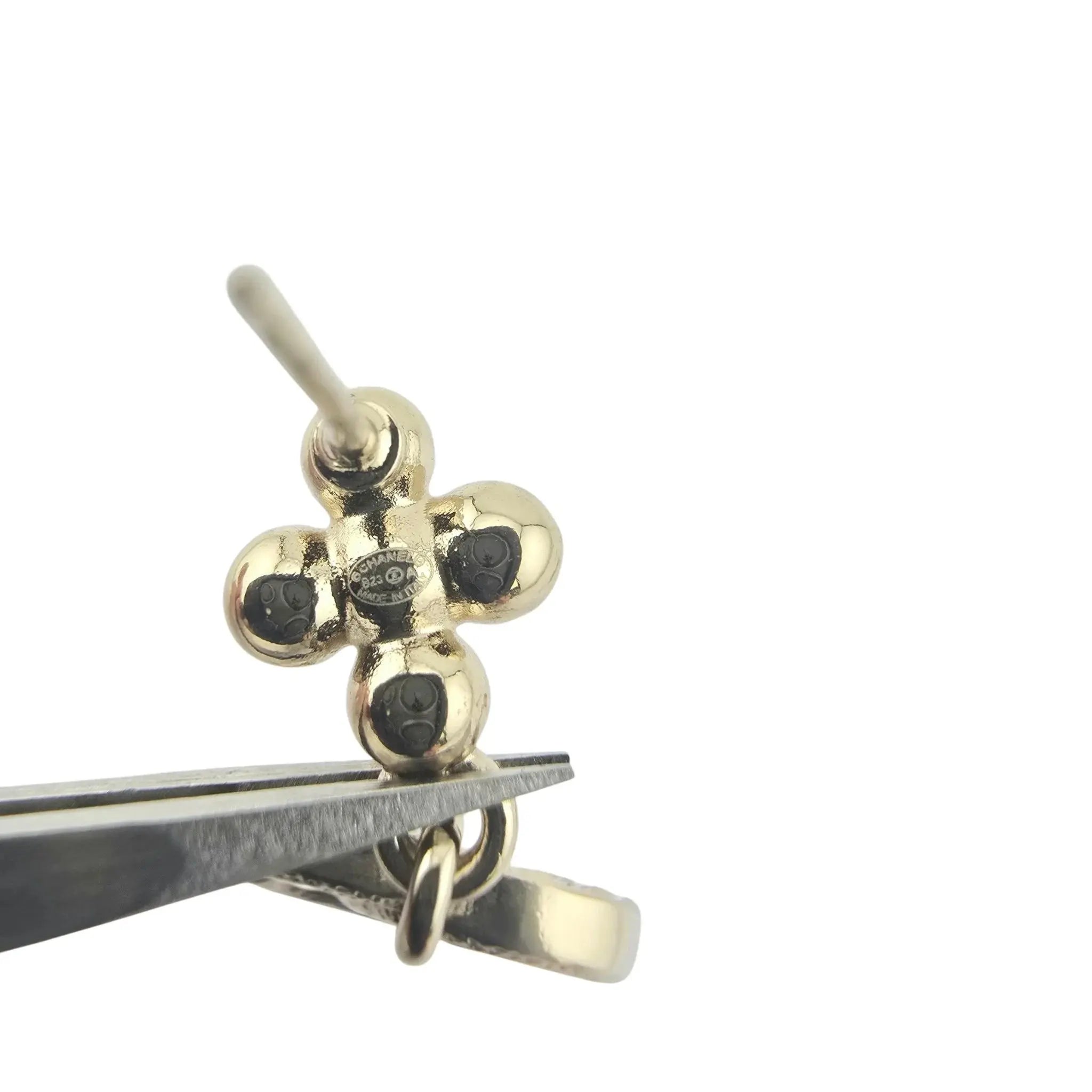 Chanel CC Gold Crystal Drop Earrings 2023 CHANEL