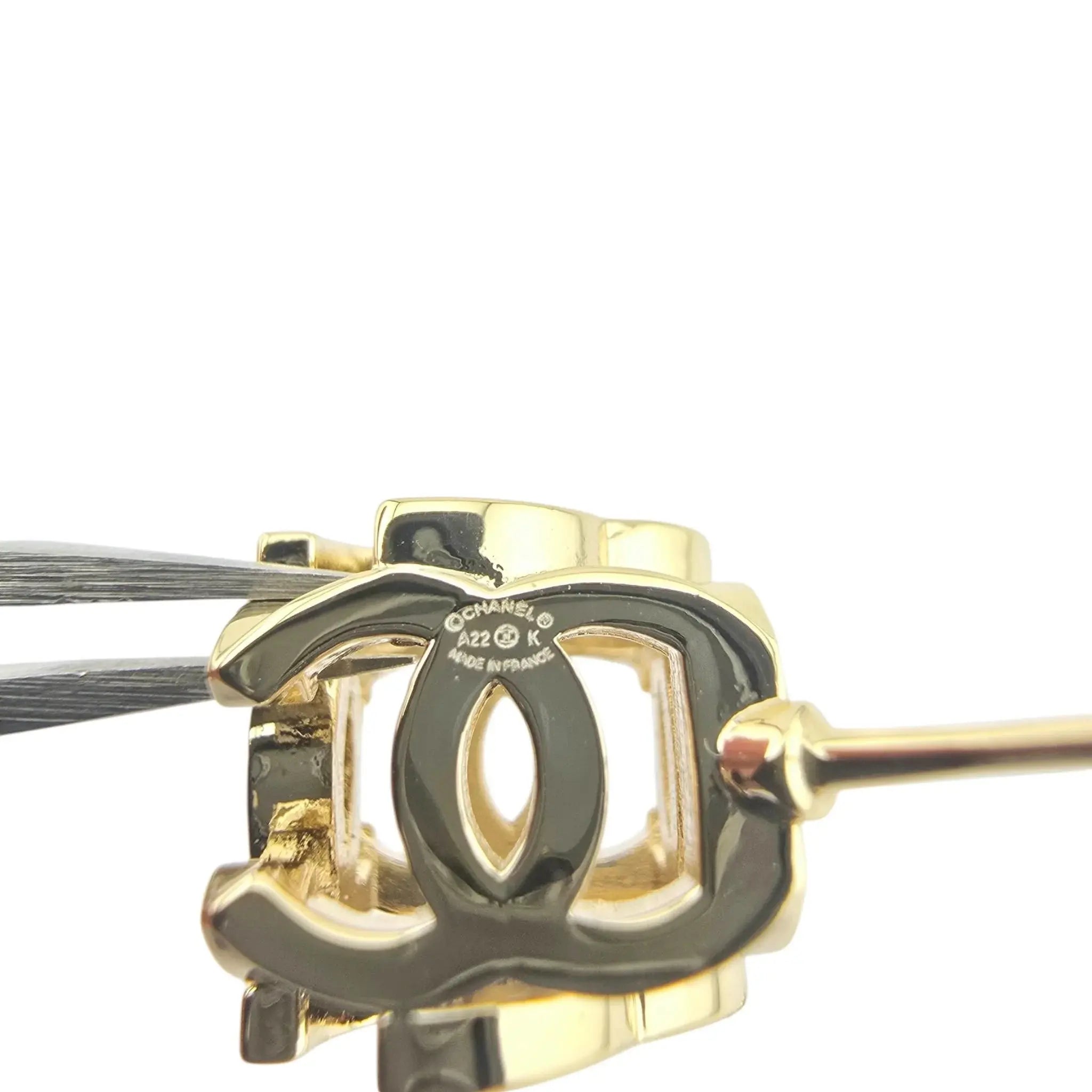Chanel CC Logo Cube Earrings Black Gold 2022 CHANEL