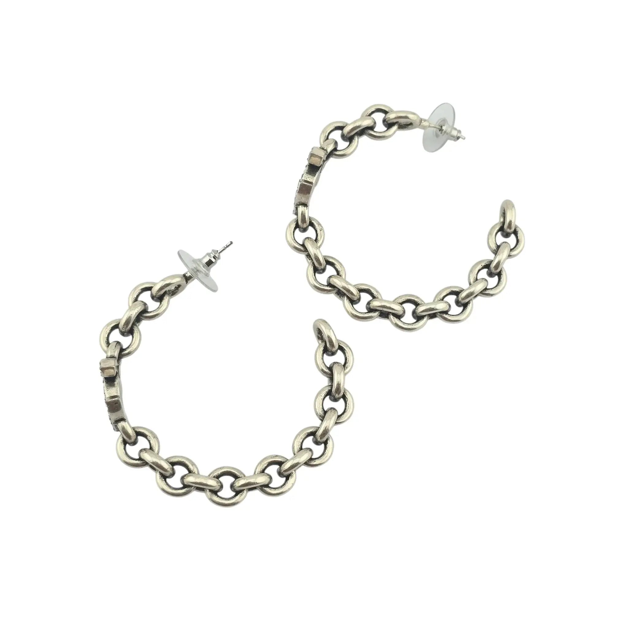 Chanel CC Silver Hoop Earrings 2024 CHANEL