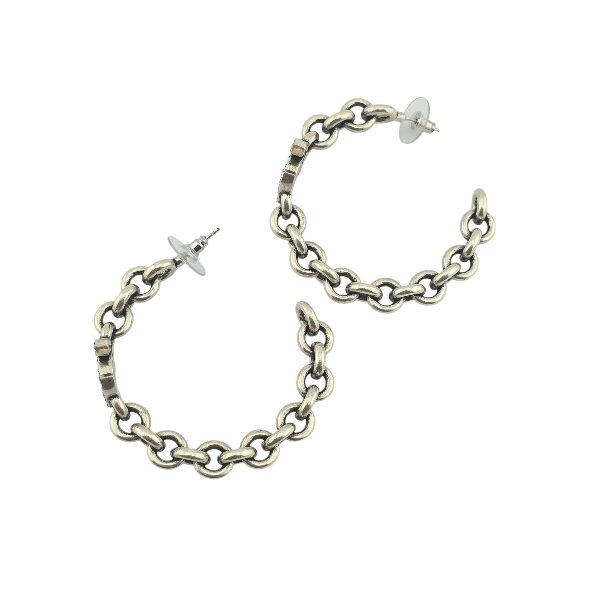 Chanel CC Silver Hoop Earrings 2024 CHANEL
