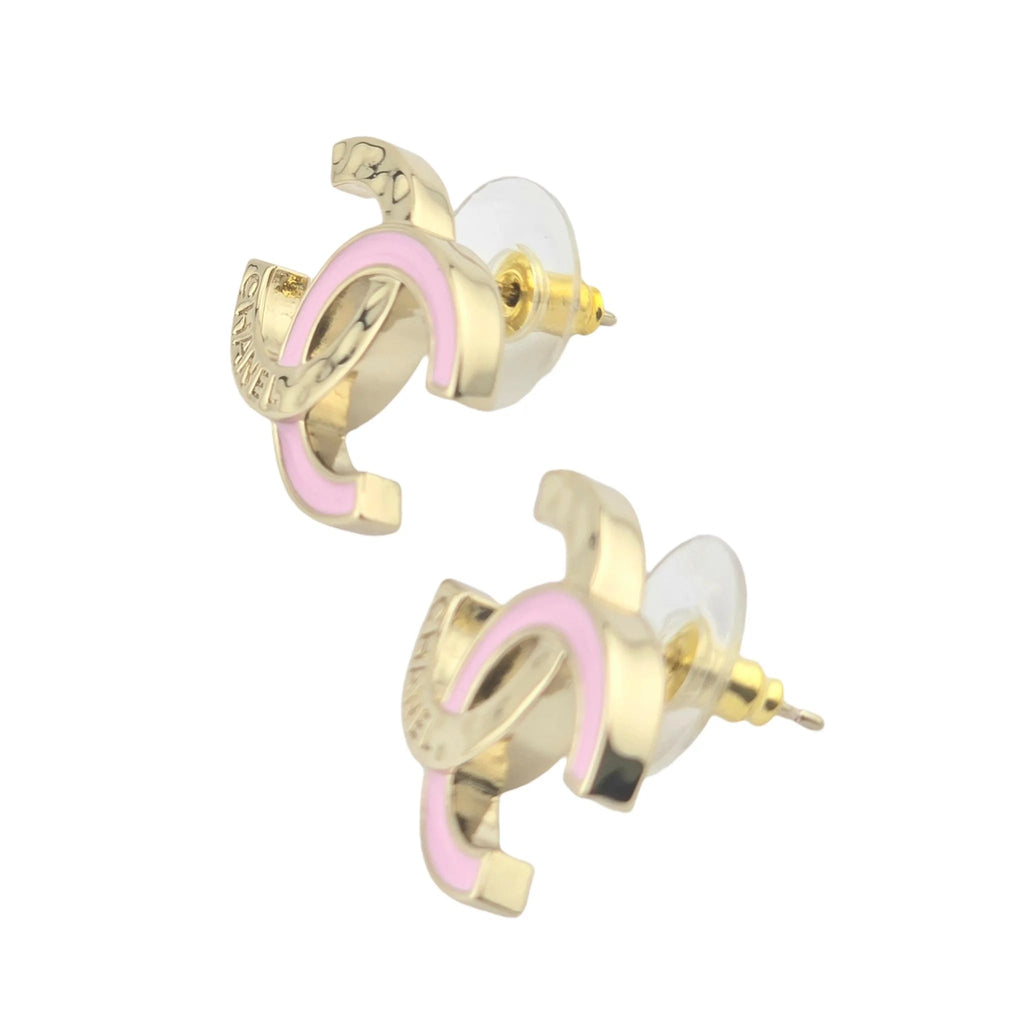 Chanel CC Pink Gold Stud Earrings 2024 CHANEL