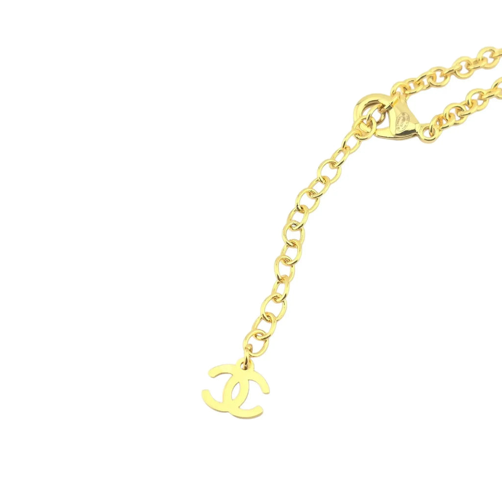 Chanel CC Gold Hearts Crystal Necklace 2023 CHANEL