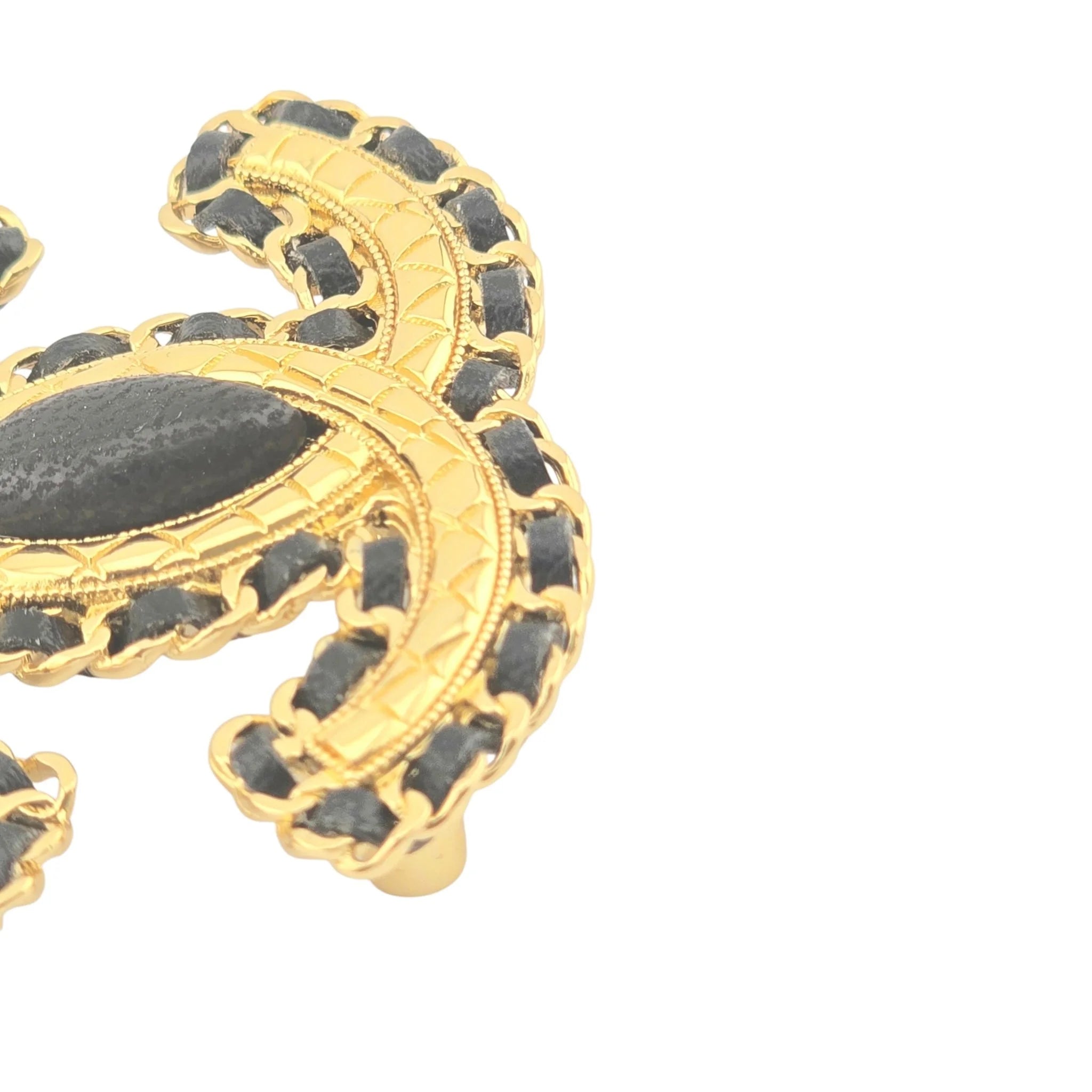 Chanel CC Gold Leather Brooch 2024 CHANEL