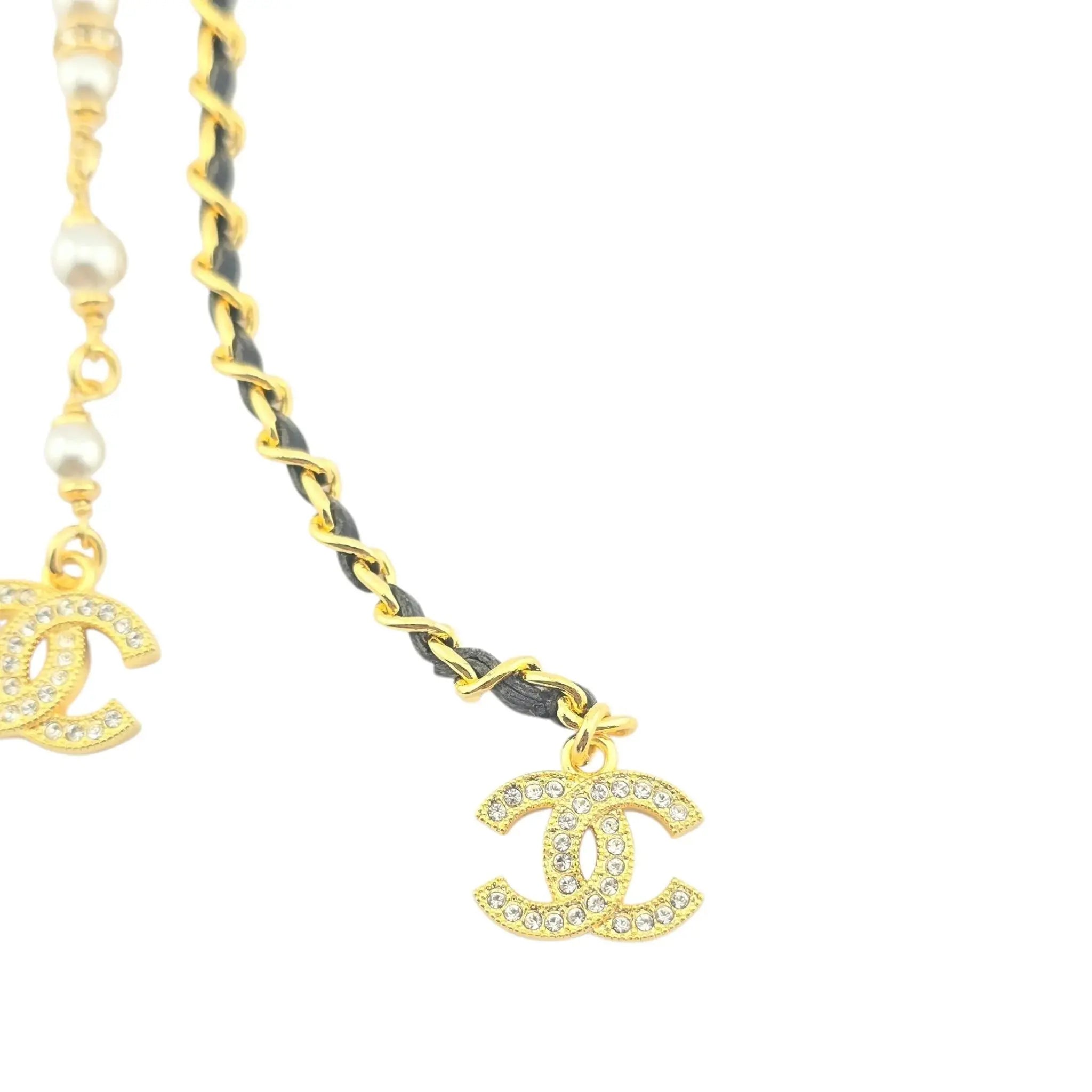 Chanel CC Faux Pearl Leather Gold Necklace 2024 CHANEL