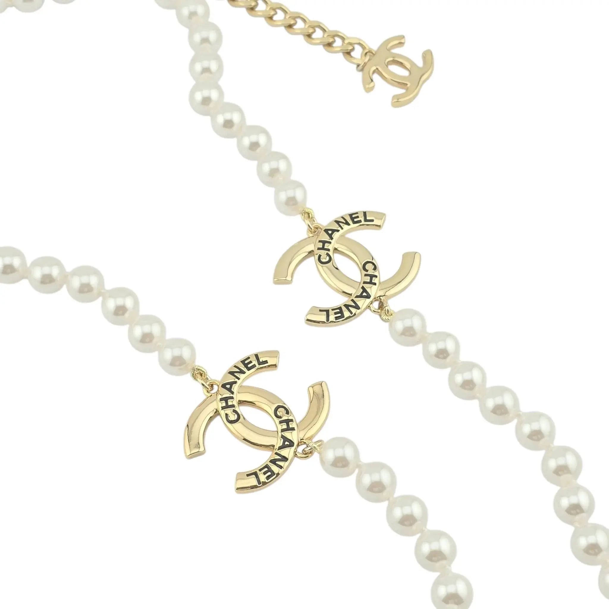 Chanel CC Long Faux Pearl Gold Necklace 2025 CHANEL