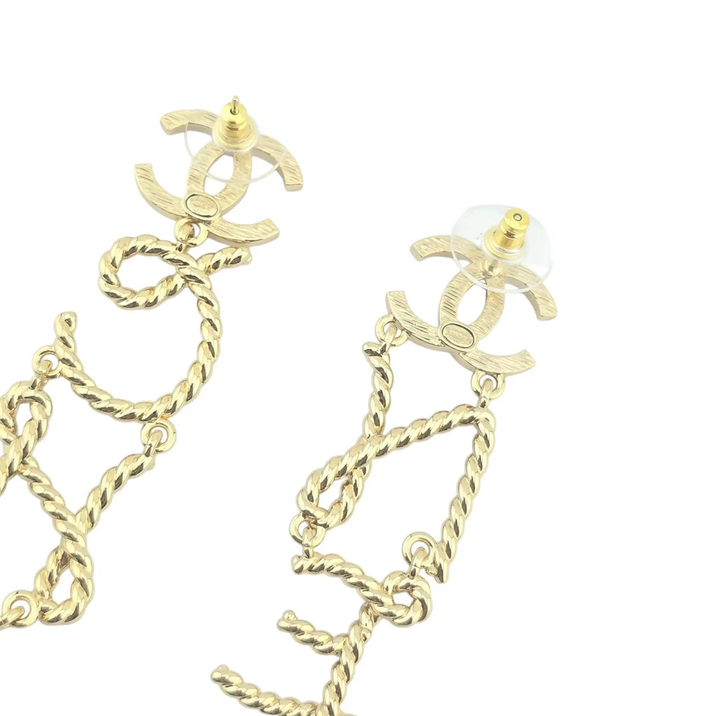 Chanel CC Logo Gold Letter Large Earrings 25C CHANEL