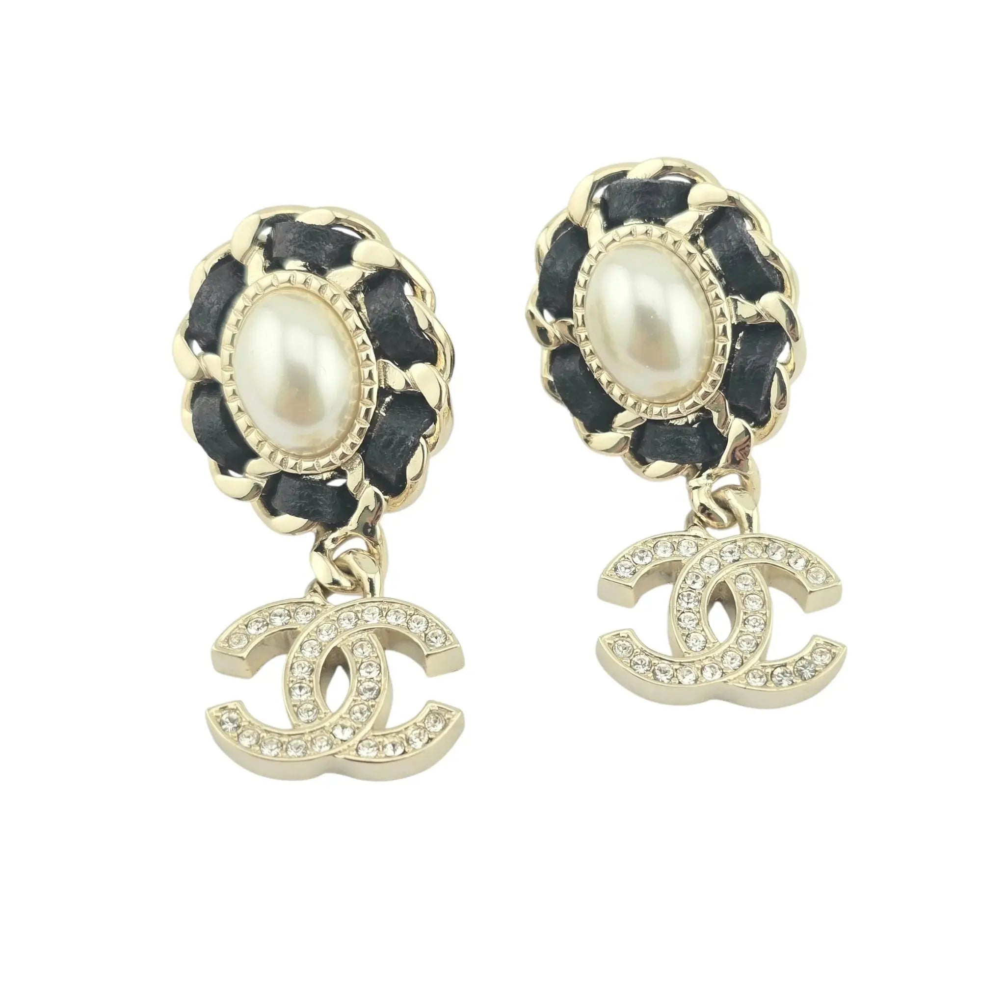 Chanel CC Faux Pearl Crystal Earrings 2021 CHANEL