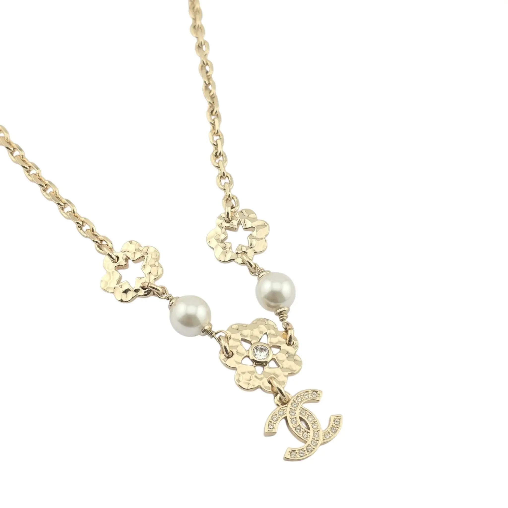 Chanel CC Floral Gold Necklace 2025 CHANEL