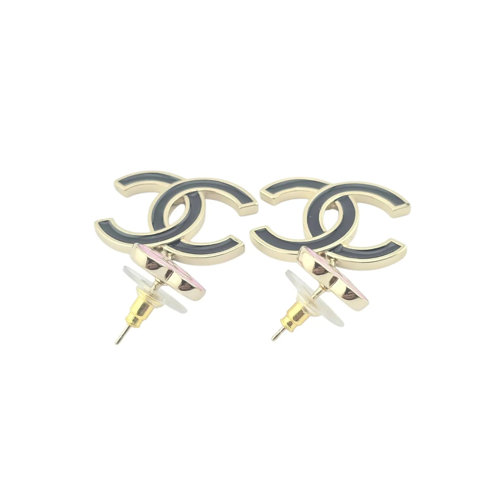 Chanel CC Pink Black Enamel Drop Earring 2024 CHANEL