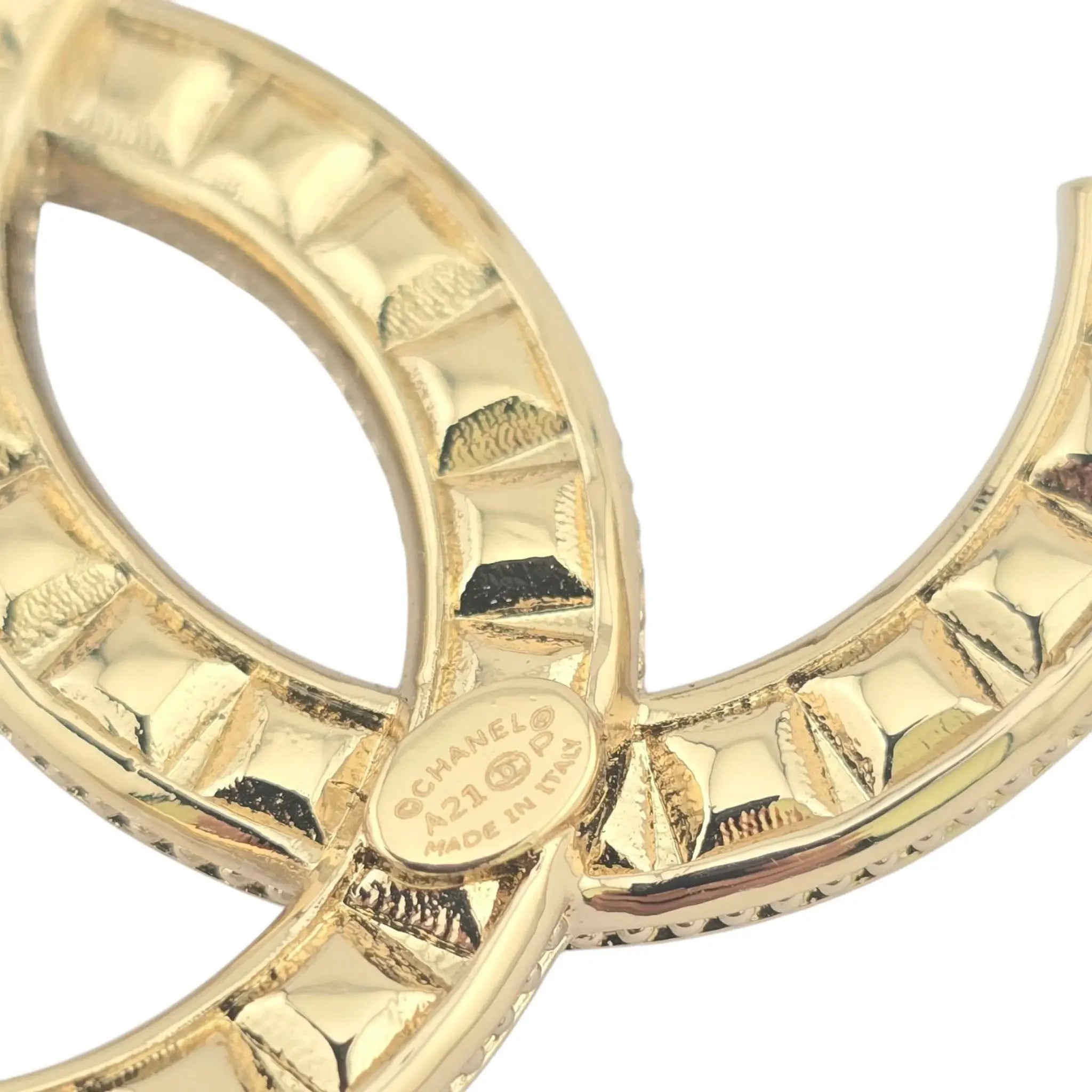 Chanel CC Gold Baguette Crystal Brooch 2021 CHANEL