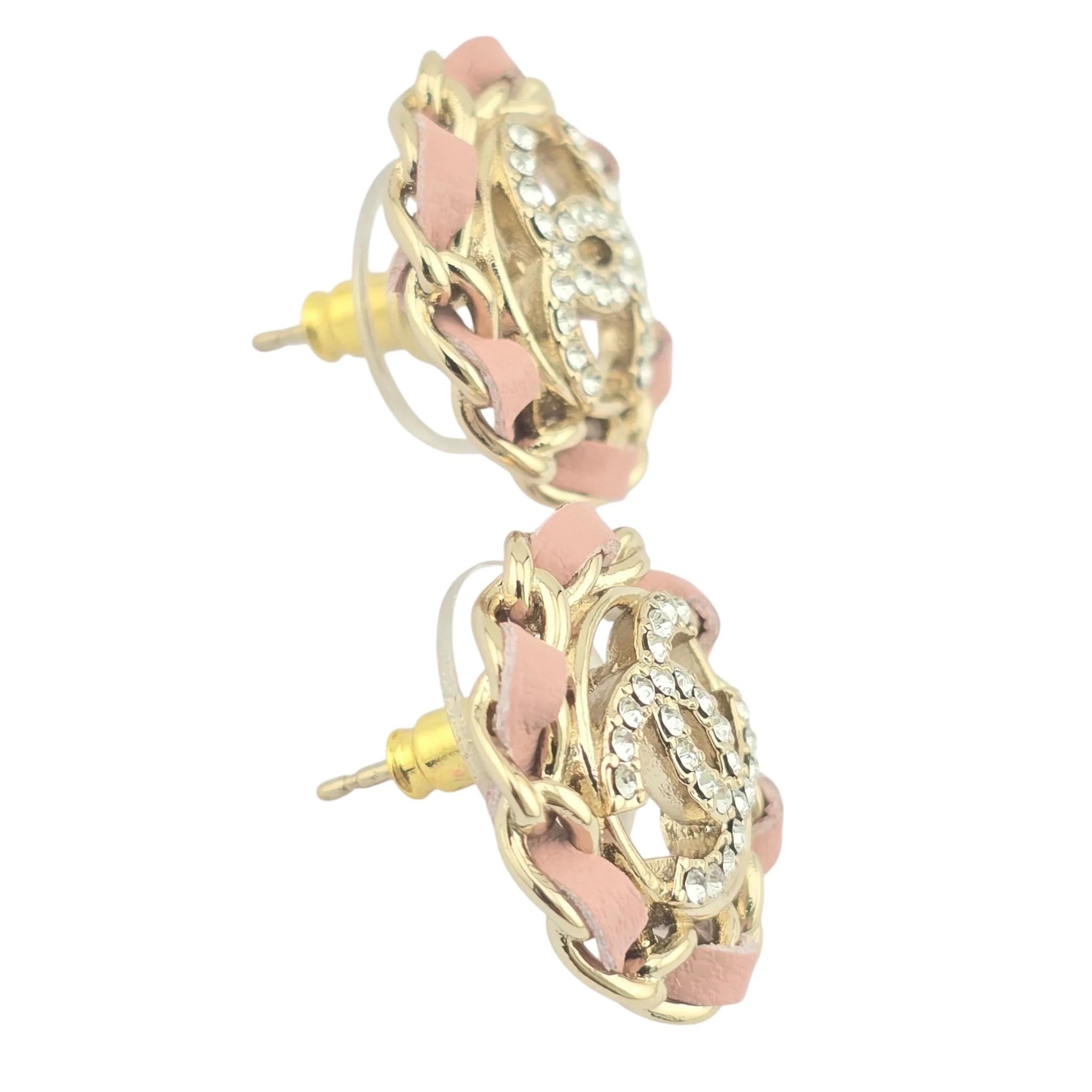Chanel CC Round Pink Lambskin Earrings 2022 CHANEL