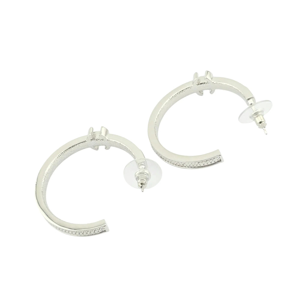 Chanel CC Silver Hoop Earrings 2024 CHANEL