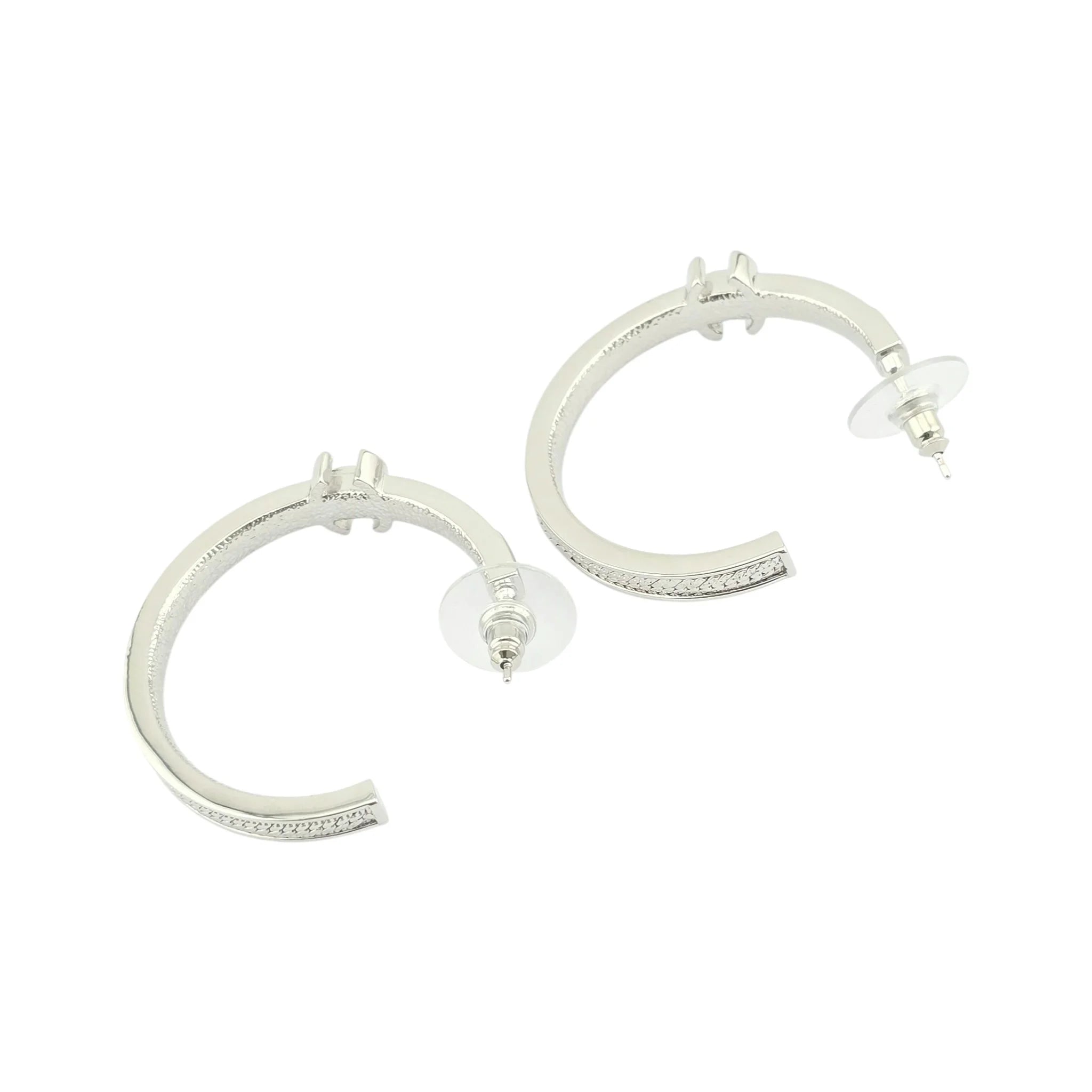 Chanel CC Silver Hoop Earrings 2024 CHANEL