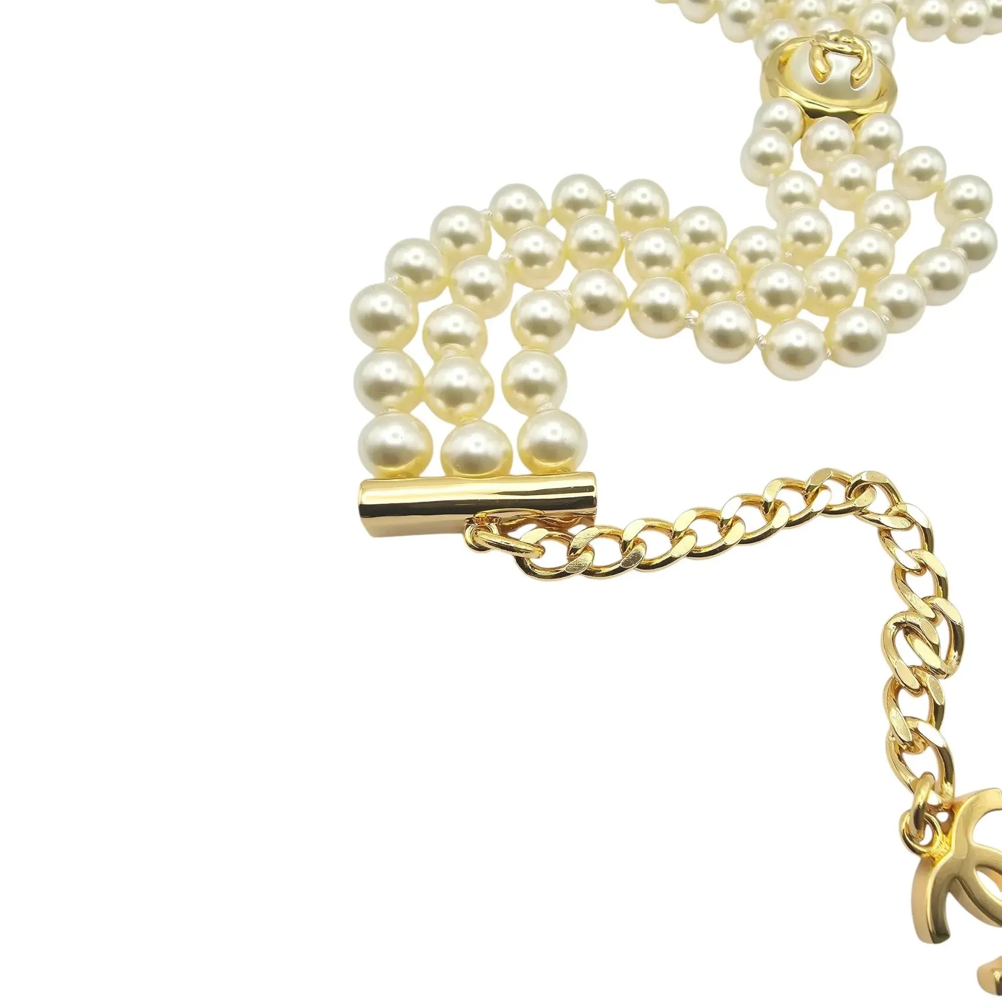 Chanel CC Faux Pearl Gold Choker Necklace 2024 CHANEL