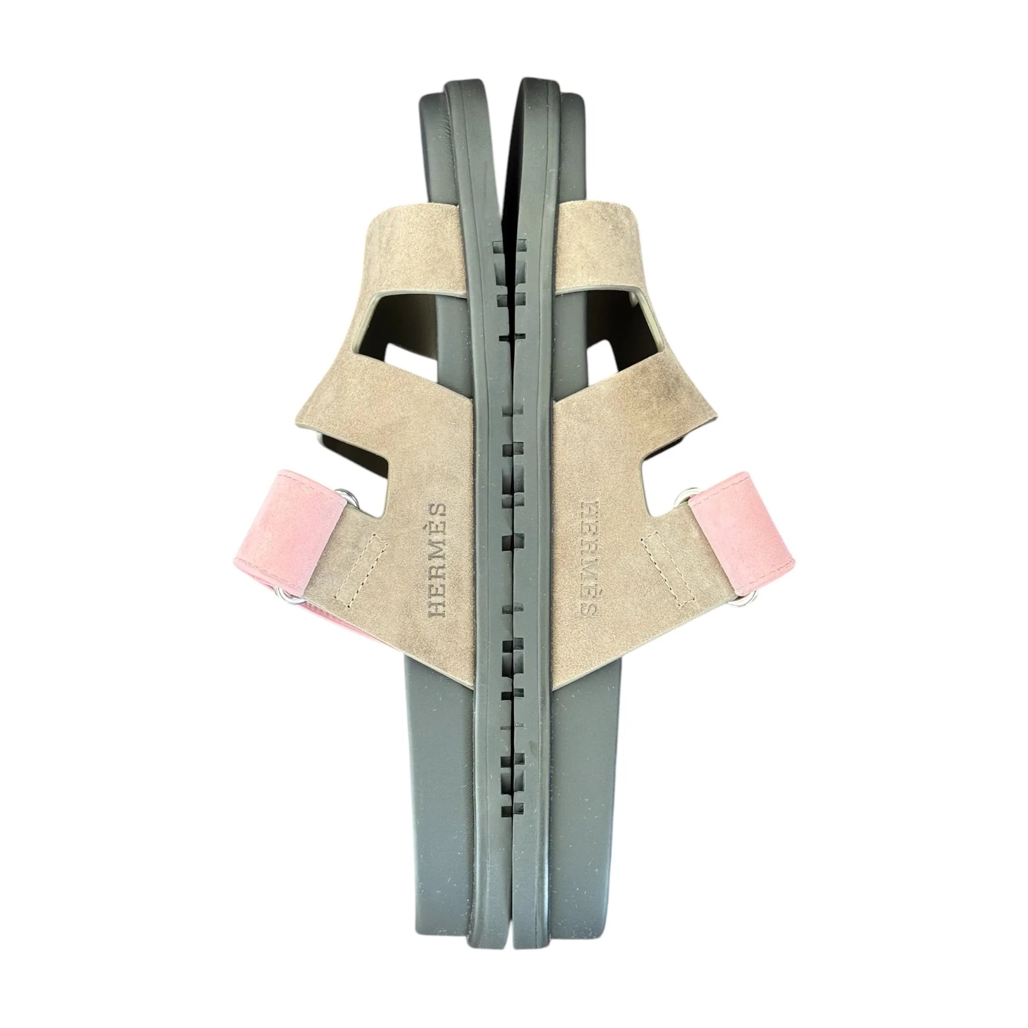Hermes Chypre Suede Sandal Toundra / Rose 39 UK6 HERMES