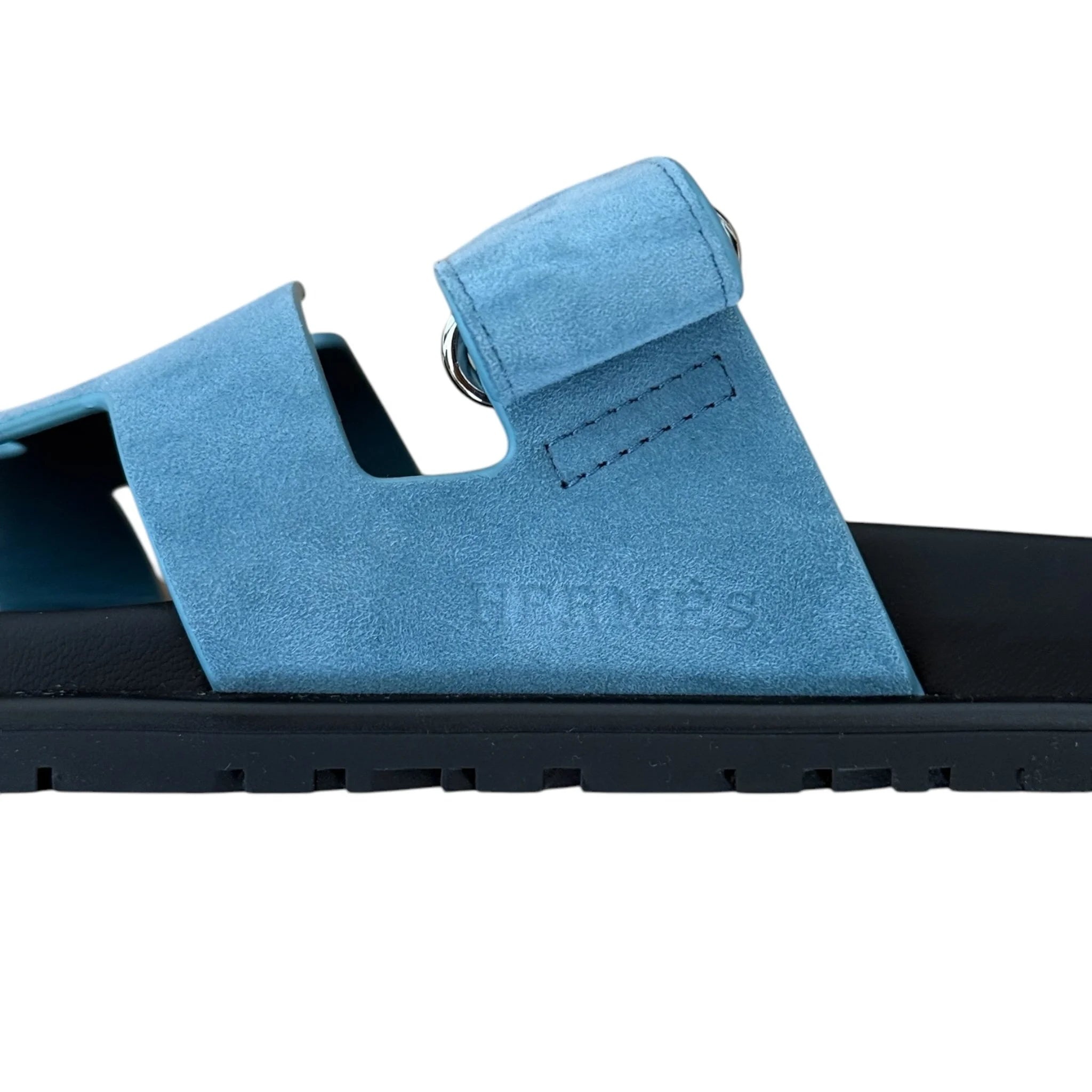 Hermes Chypre Suede Sandal Bleu Mineral 39 UK6 HERMES