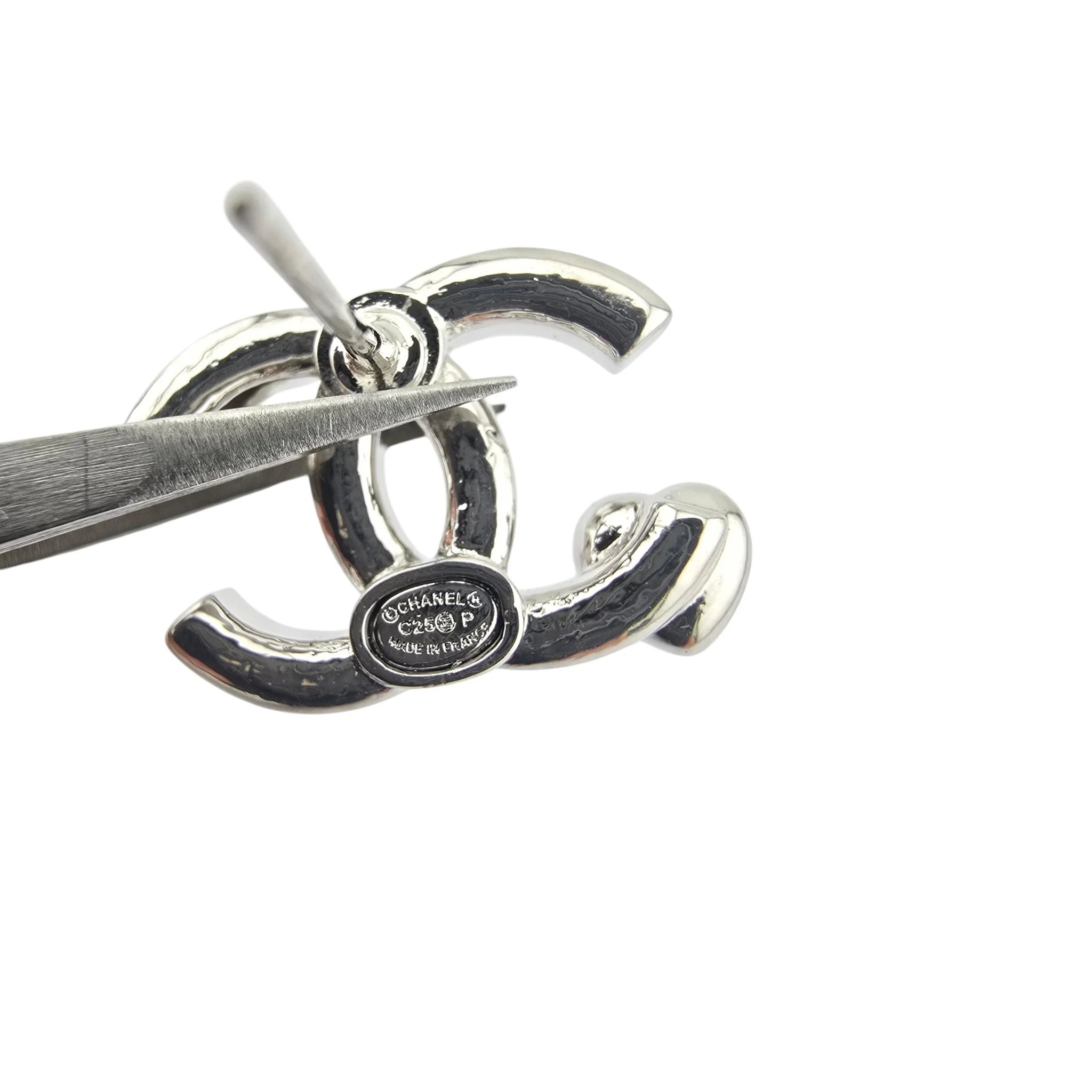 Chanel CC Silver Crystal Blue Heart Stud Earrings 2025 CHANEL