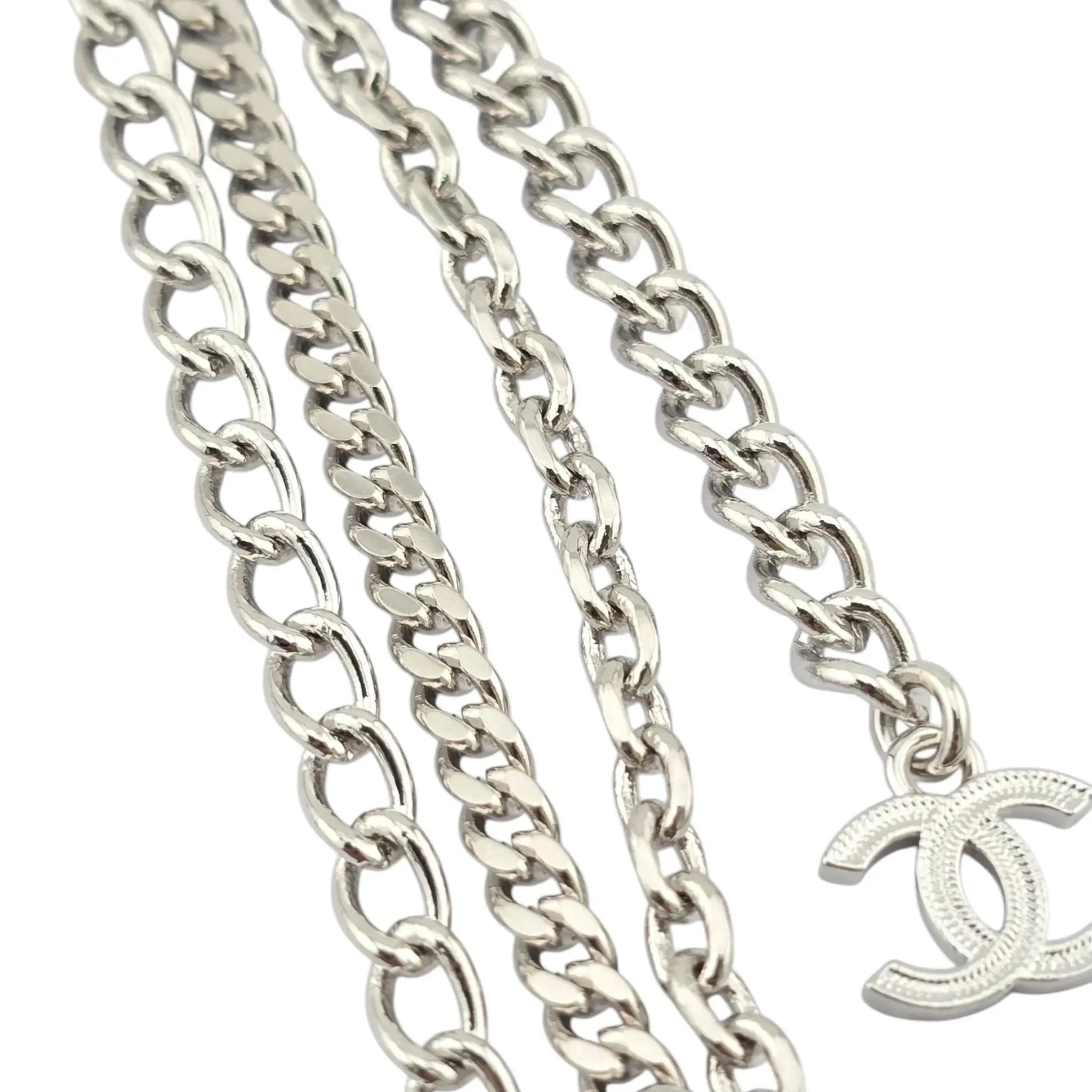 Chanel CC Chain Crystal Silver Hoop Earrings 22P CHANEL