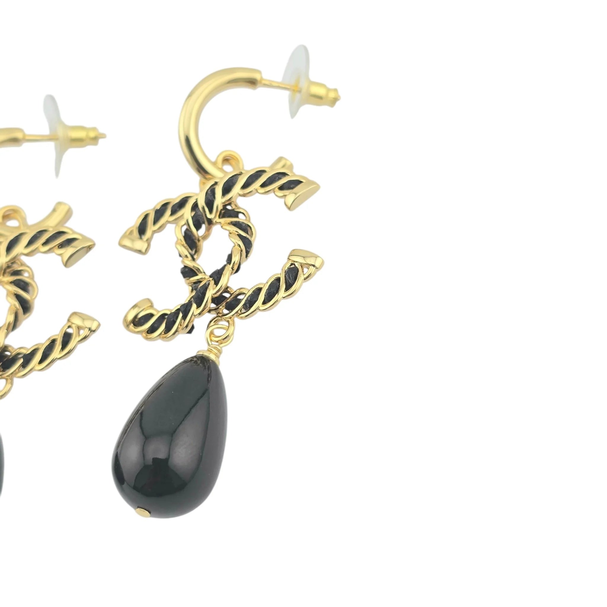 Chanel Resin & Leather CC Drop Earrings 2024 CHANEL