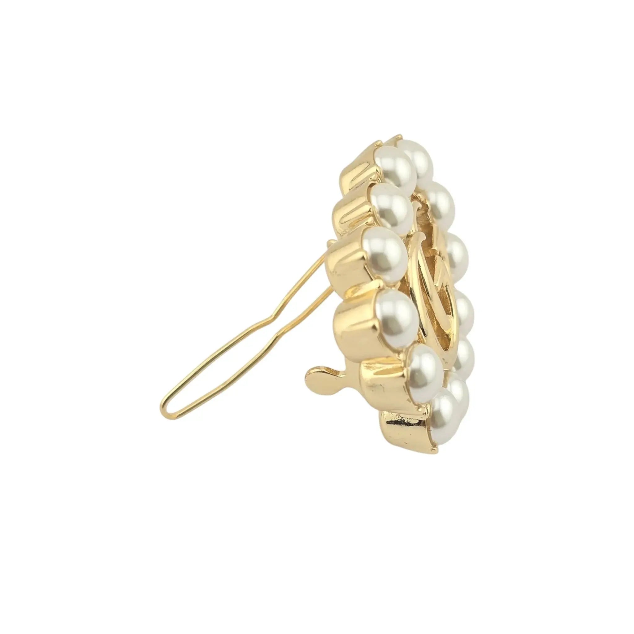 GUCCI Pearl Double G Hair Clip Aged Gold GUCCI