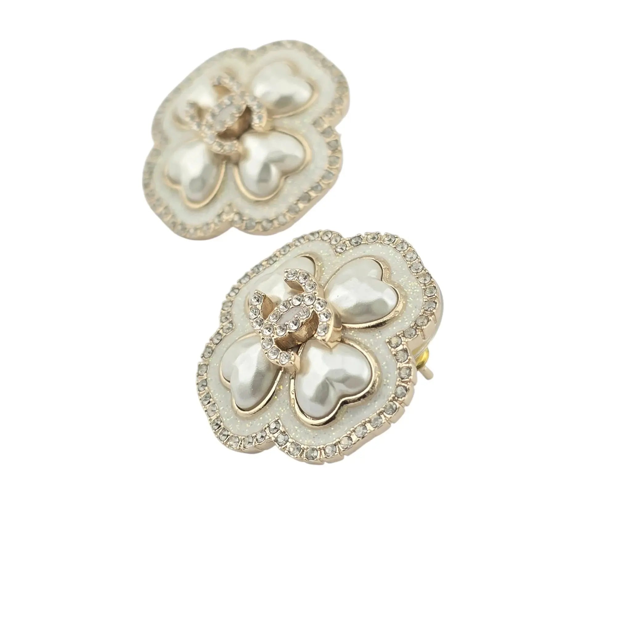 Chanel CC Faux Pearl Resin Hearts Earrings 2024 CHANEL