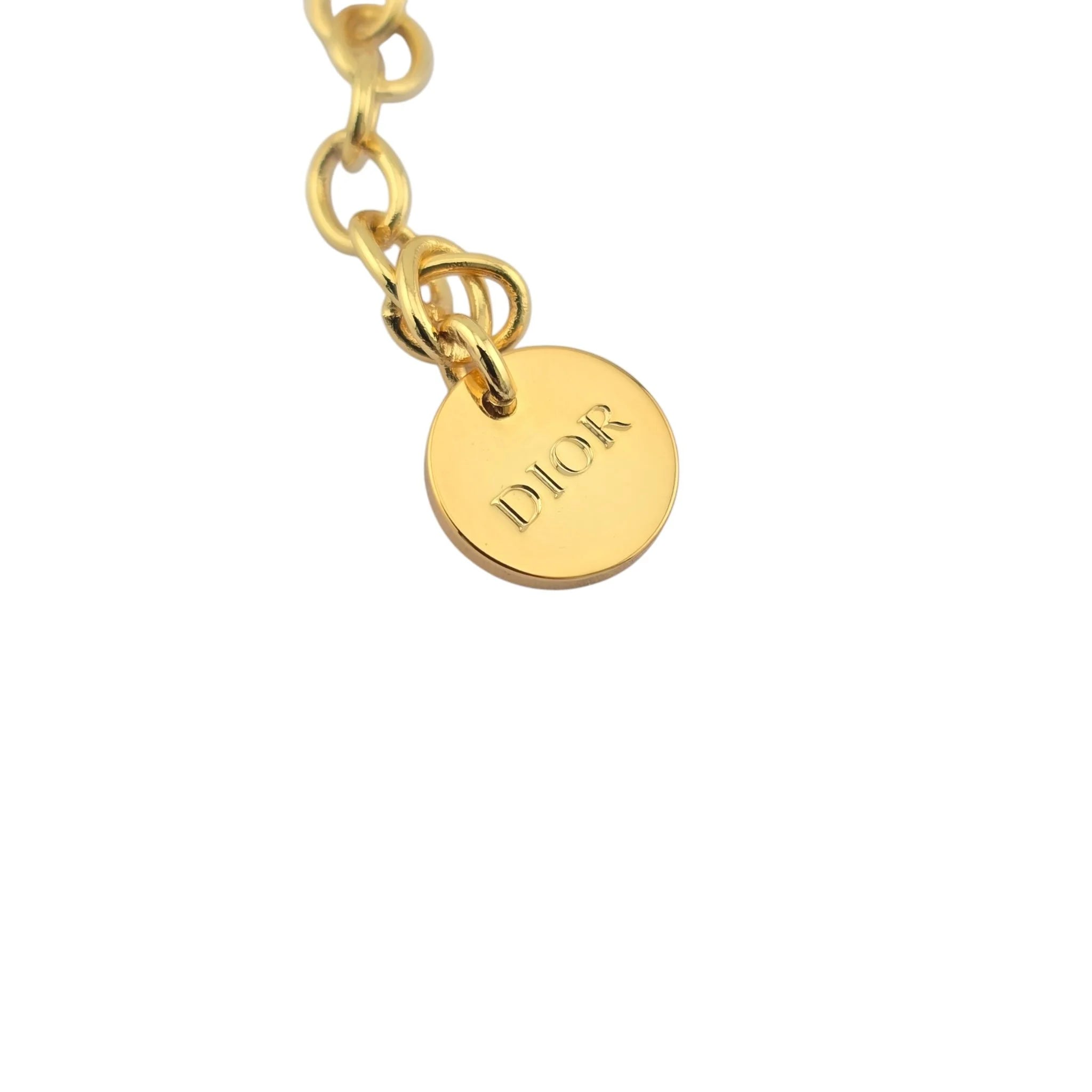 Christian Dior Petit CD Treasure Necklace Metal Resin Pearl Crystal Chain DIOR