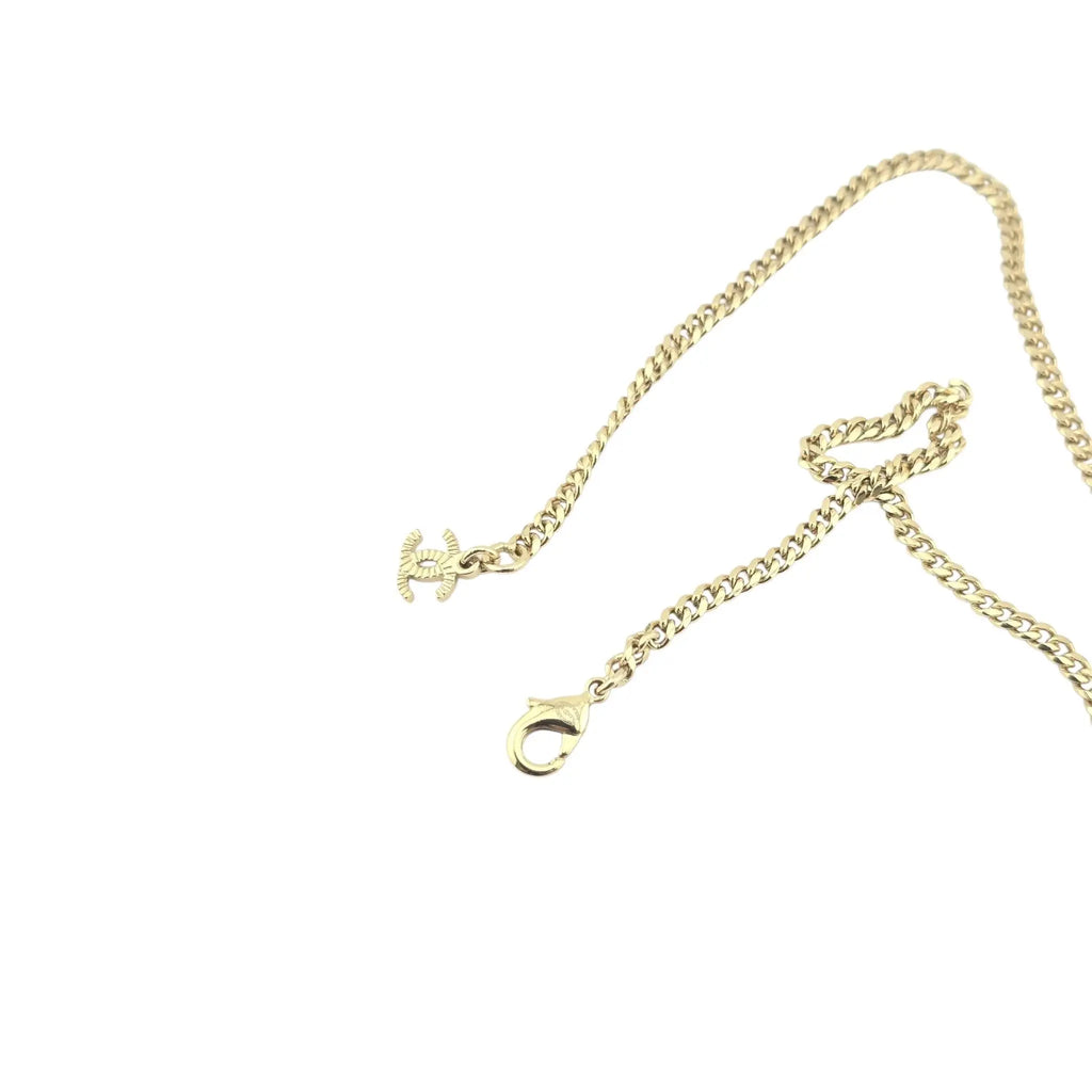 Chanel Floral Faux Pearl CC Pendant Necklace A22 CHANEL