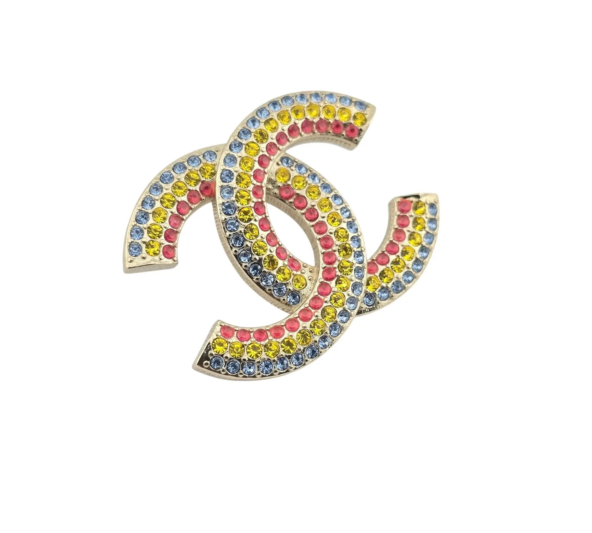 Chanel CC Multicolour Rainbow Crystals CC Earrings Gold 2023 CHANEL