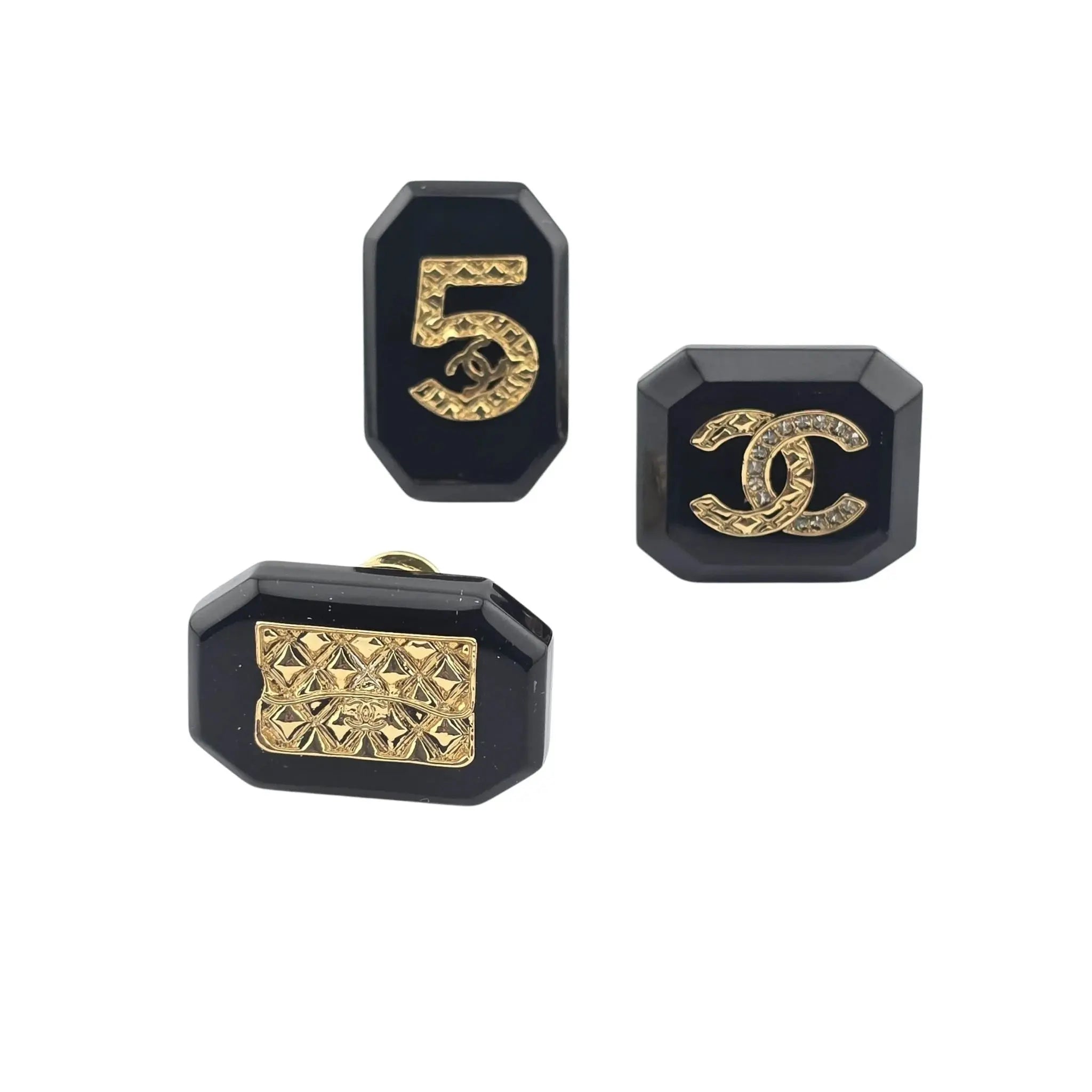 Chanel CC No 5 3 Black Gold Brooch 2023 CHANEL