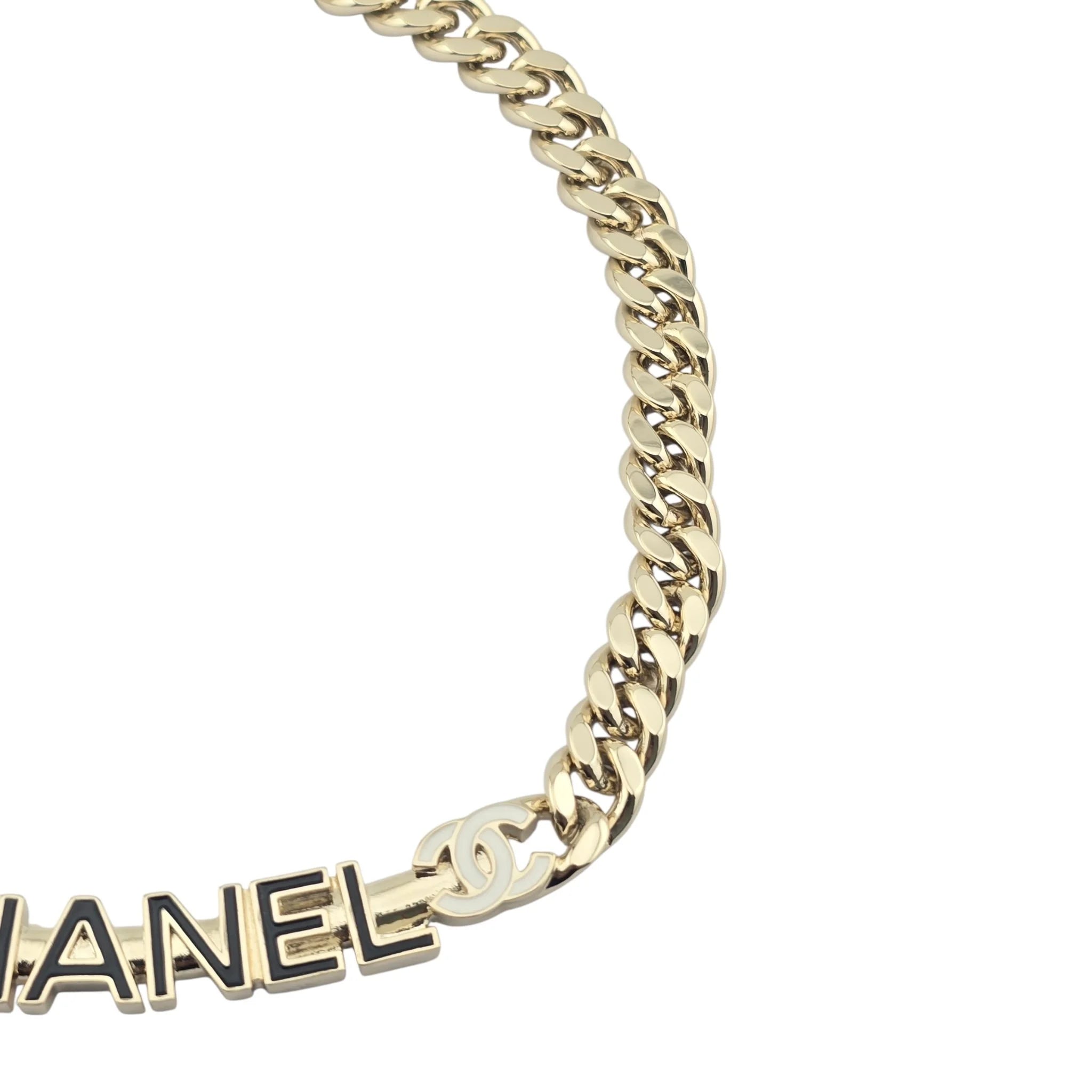 Chanel CC Logo Gold Metal Enamel Choker Necklace 2022 CHANEL