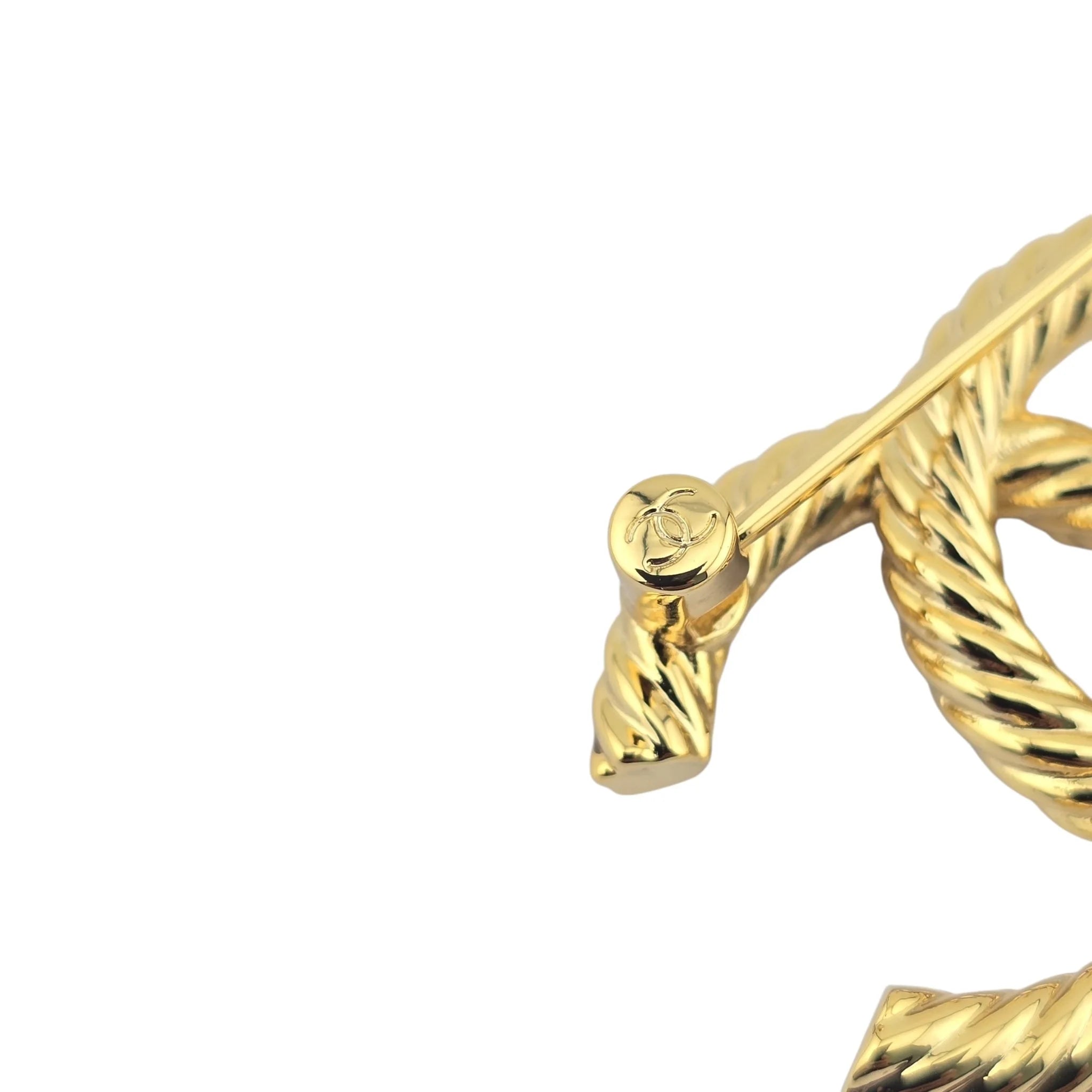 Chanel CC Gold Faux Pearls Crystals Brooch 2023 CHANEL