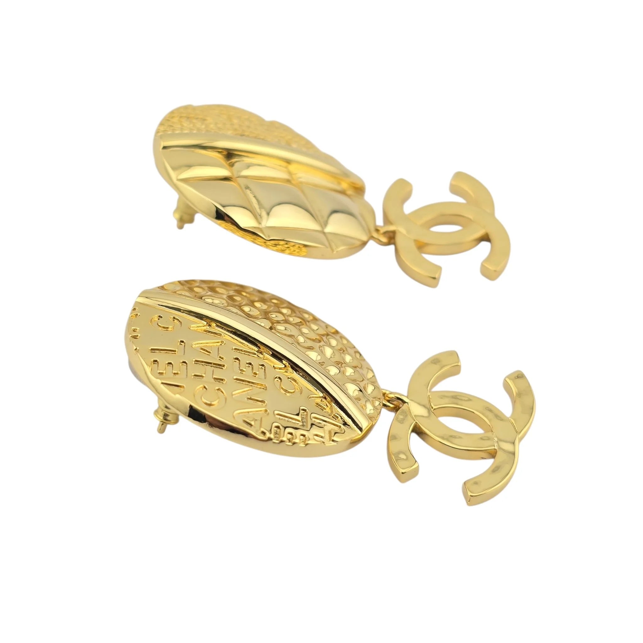 Chanel CC Round Gold Drop Earrings 2024 CHANEL
