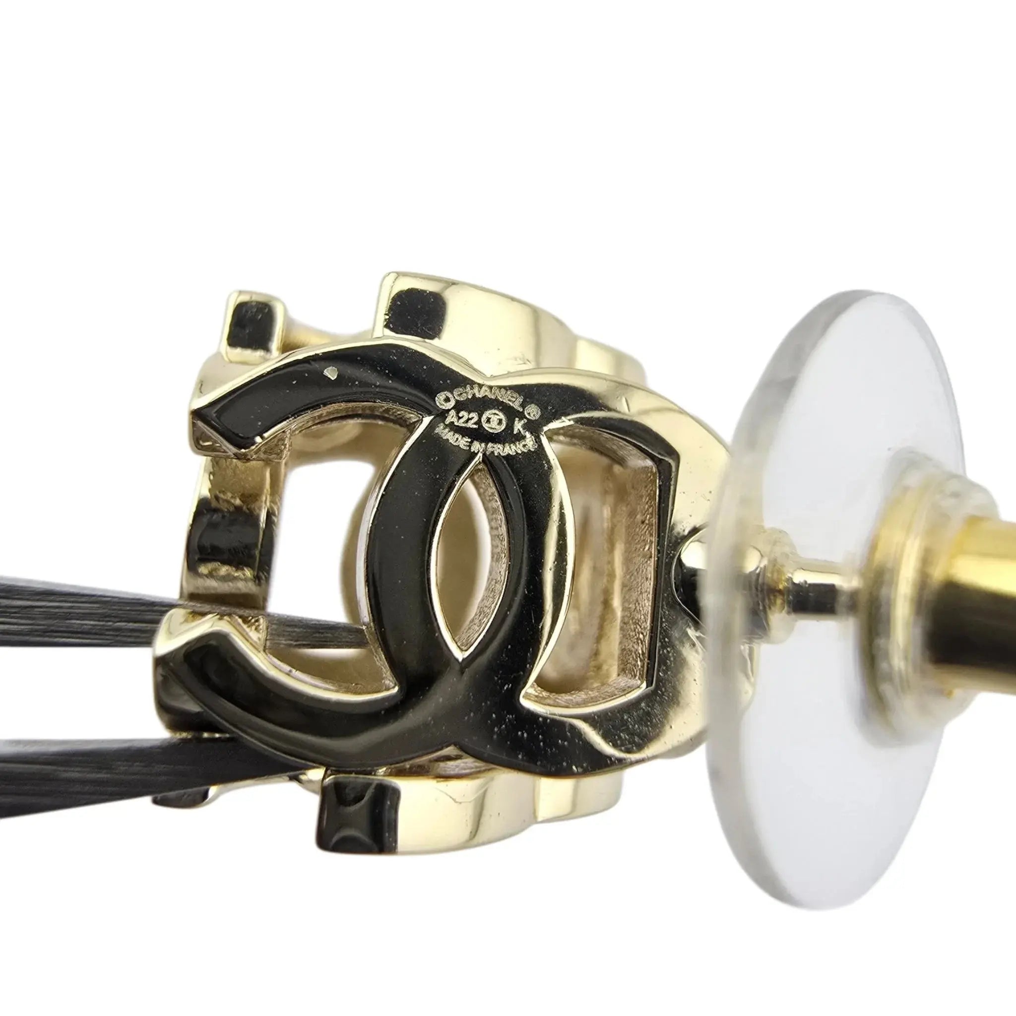 Chanel CC Logo Cube Earrings White Gold 2022 CHANEL