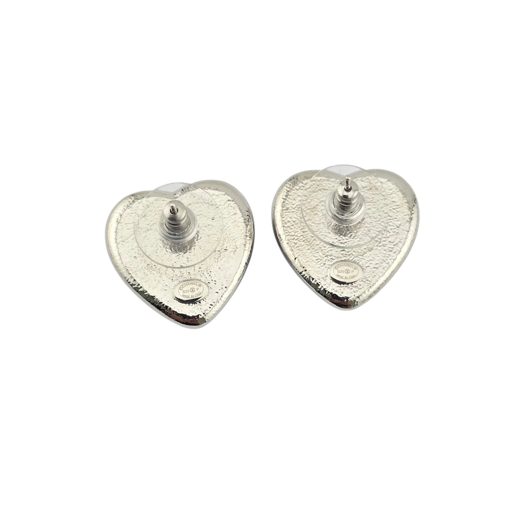 Chanel CC Silver Blue Heart Earrings 2025 CHANEL